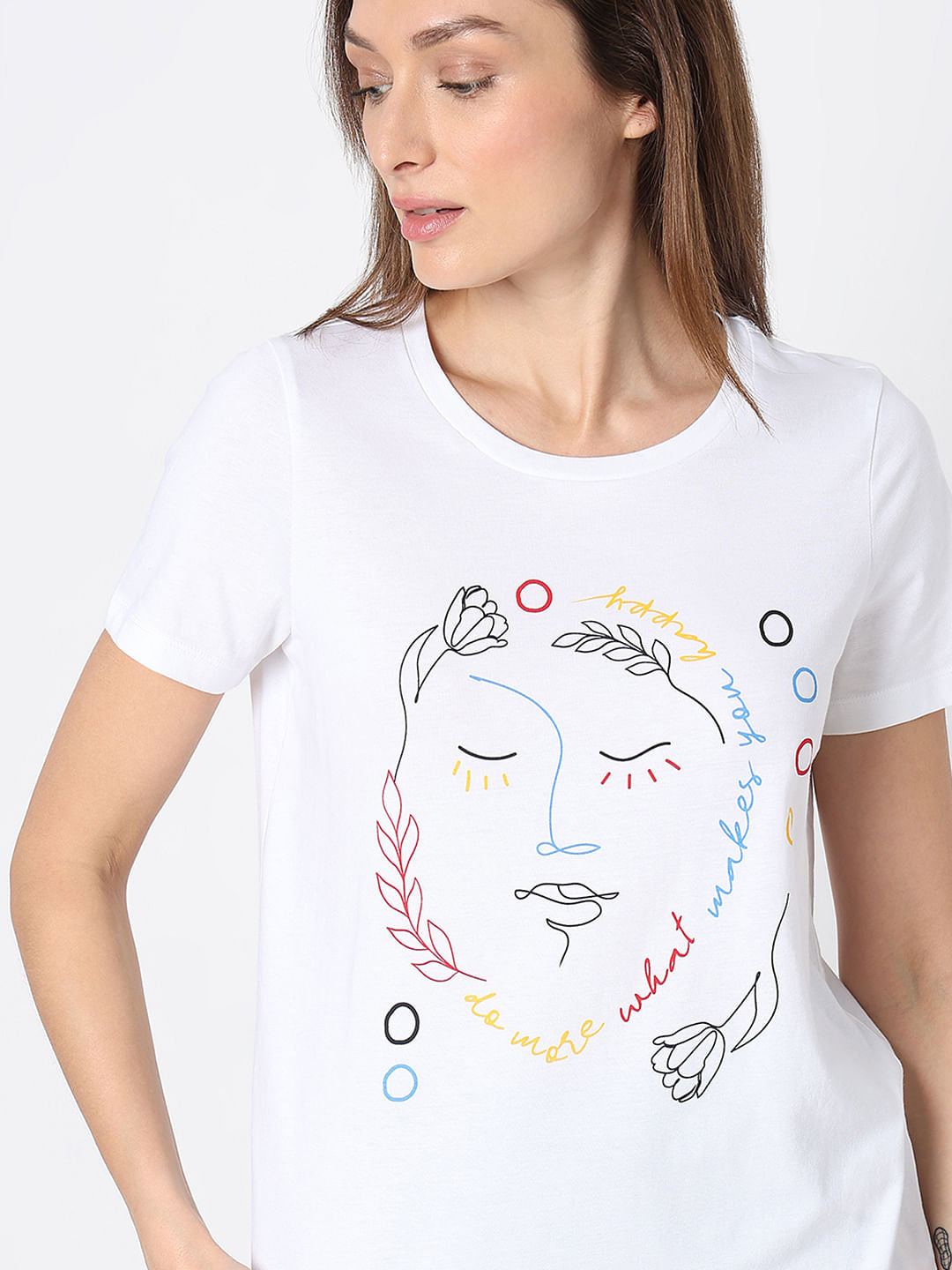 White Sketchface Cotton T-Shirt