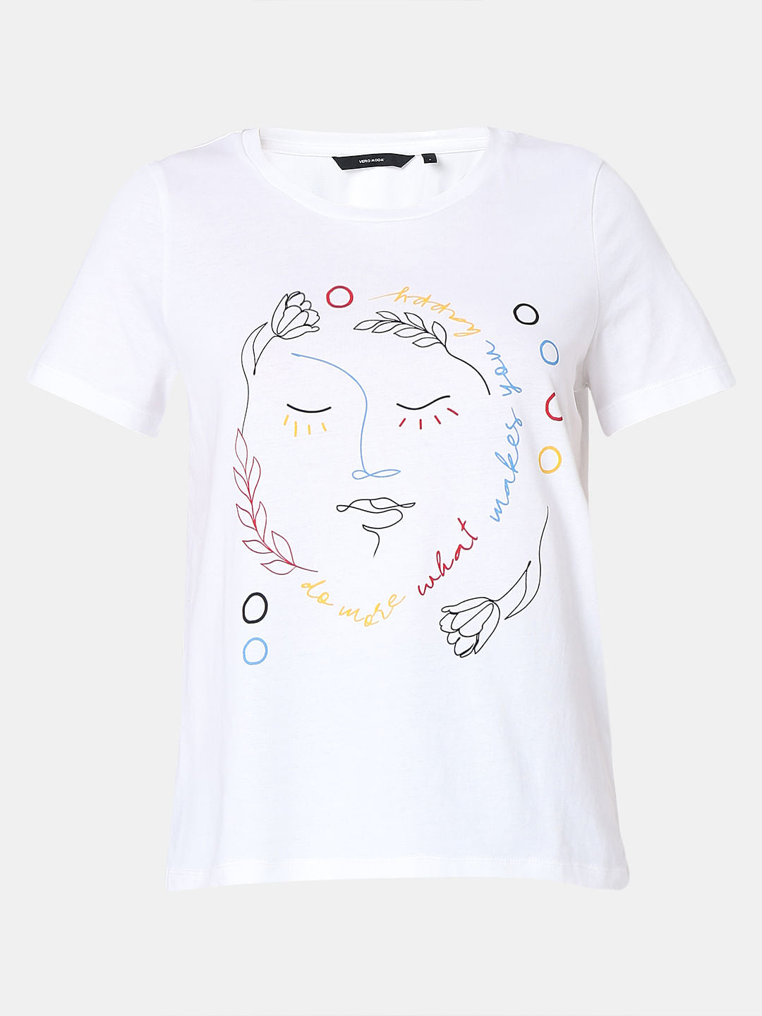 White Sketchface Cotton T-Shirt