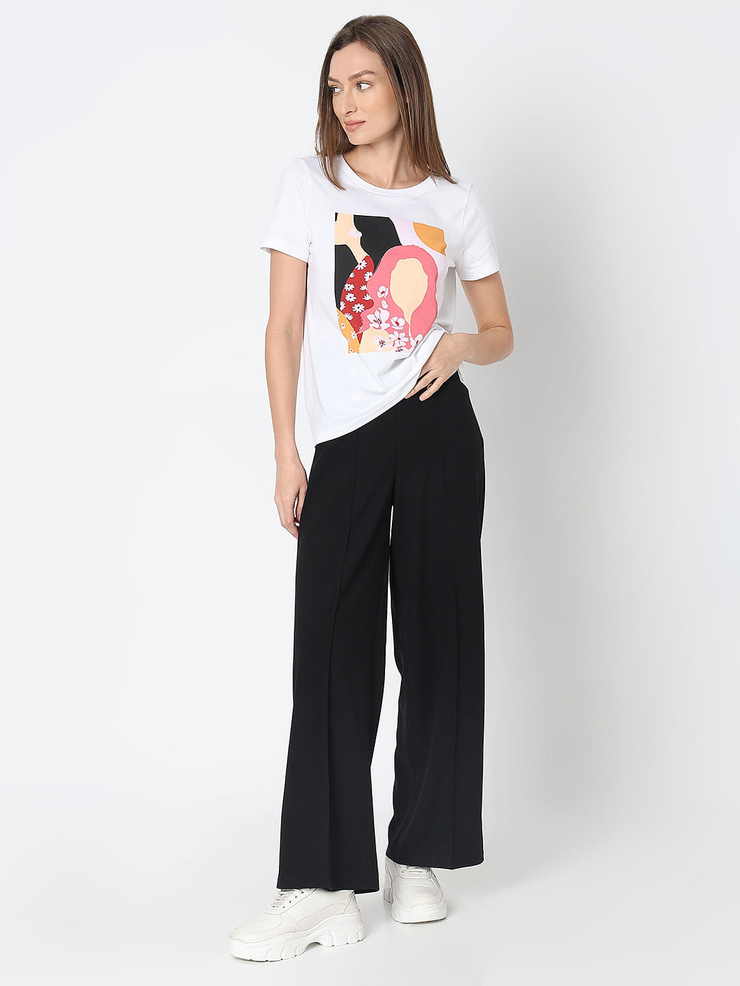 White Graphic Print T-Shirt