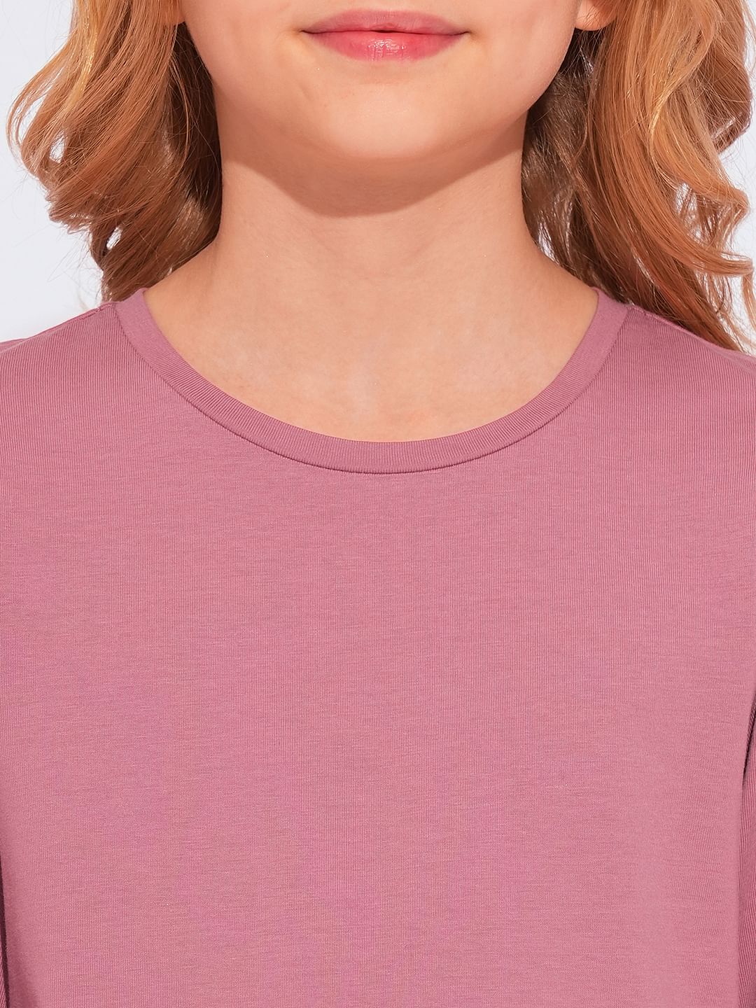 Girls Pink O-Neck Cotton Top