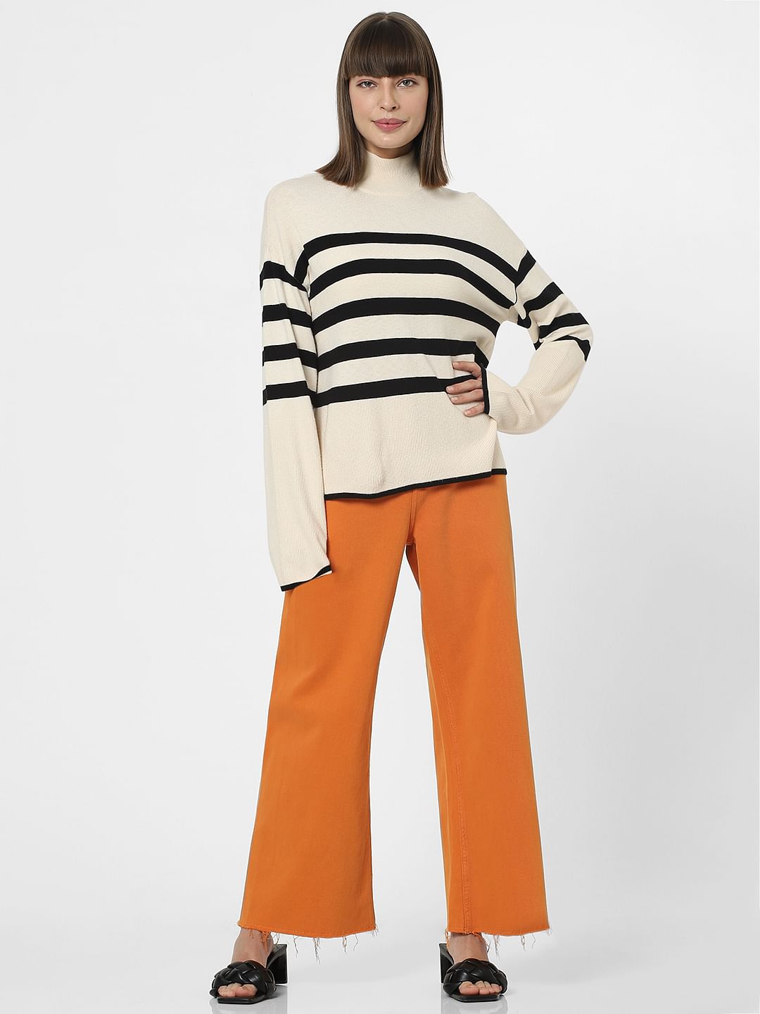 Off-White High Neck Striped Pullover