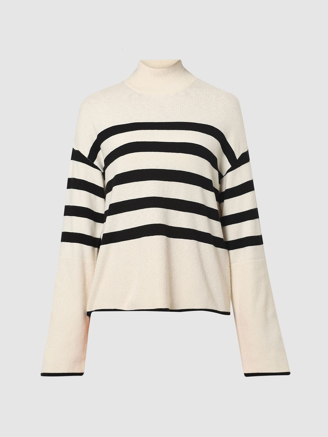 Off-White High Neck Striped Pullover