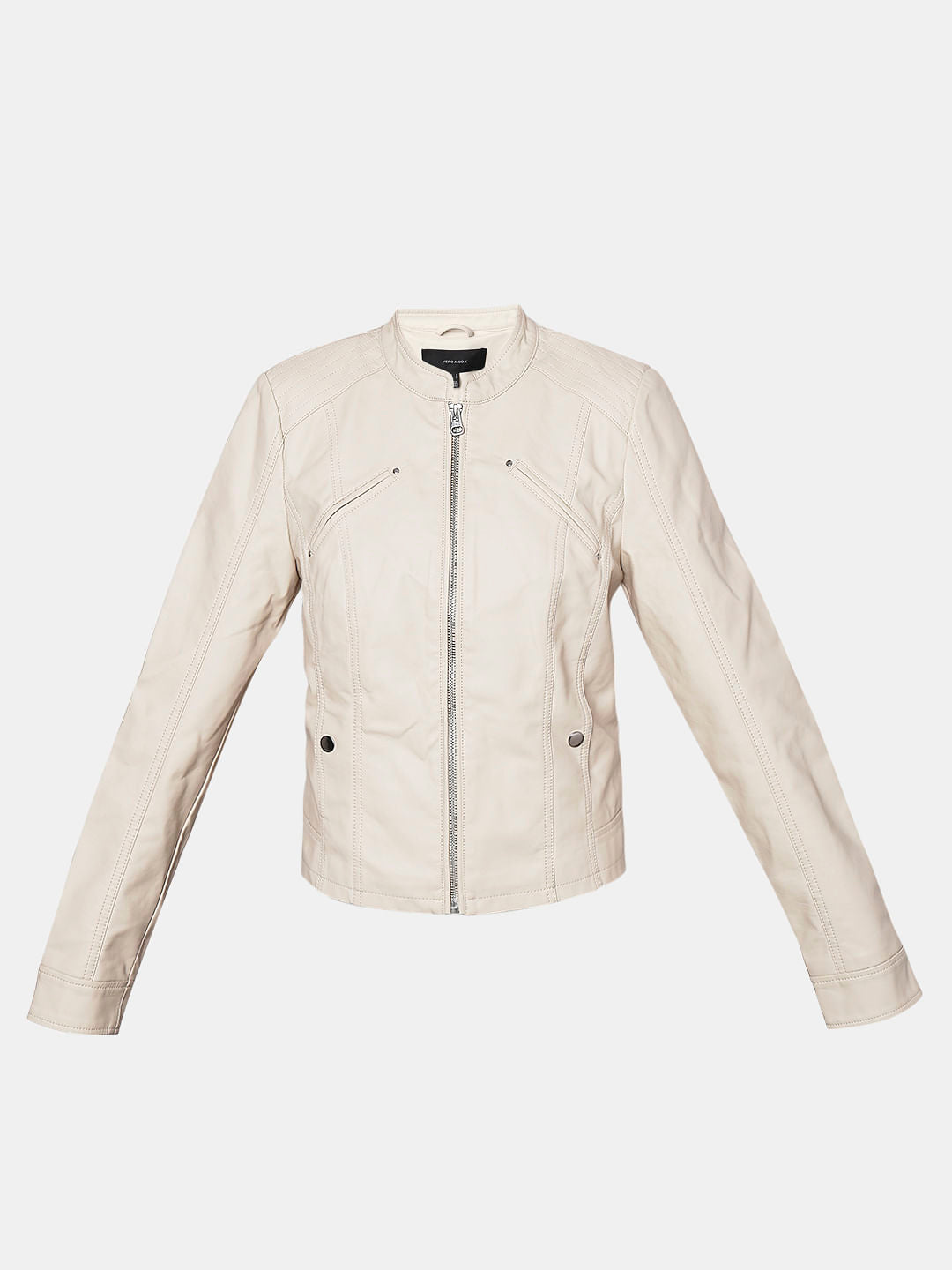 Off-White Faux Leather Biker Jacket