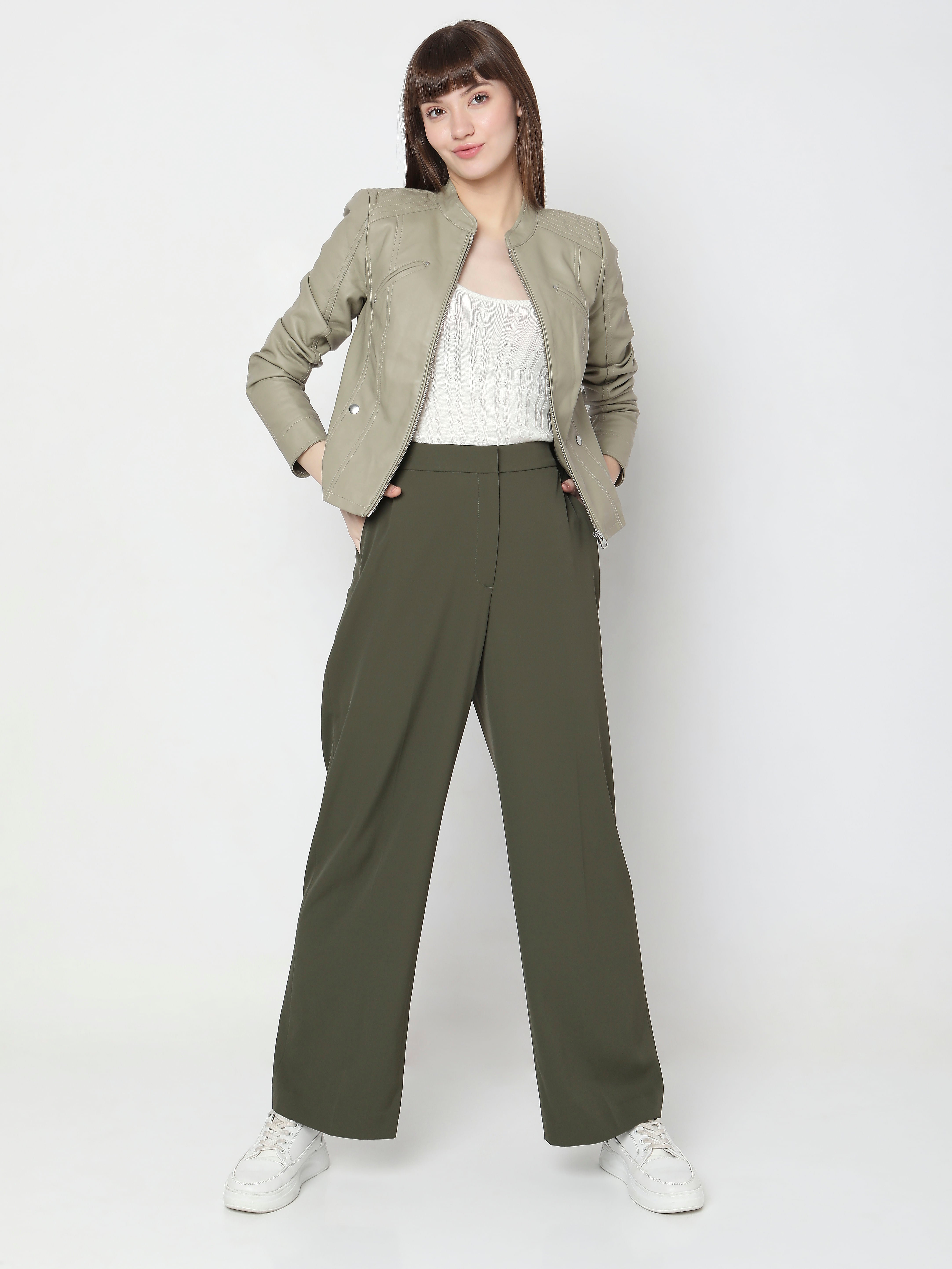 Green Faux Leather Biker Jacket