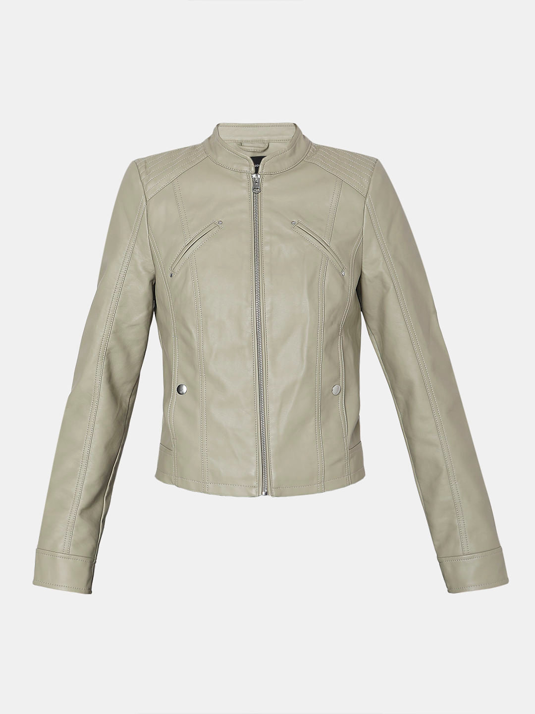 Green Faux Leather Biker Jacket