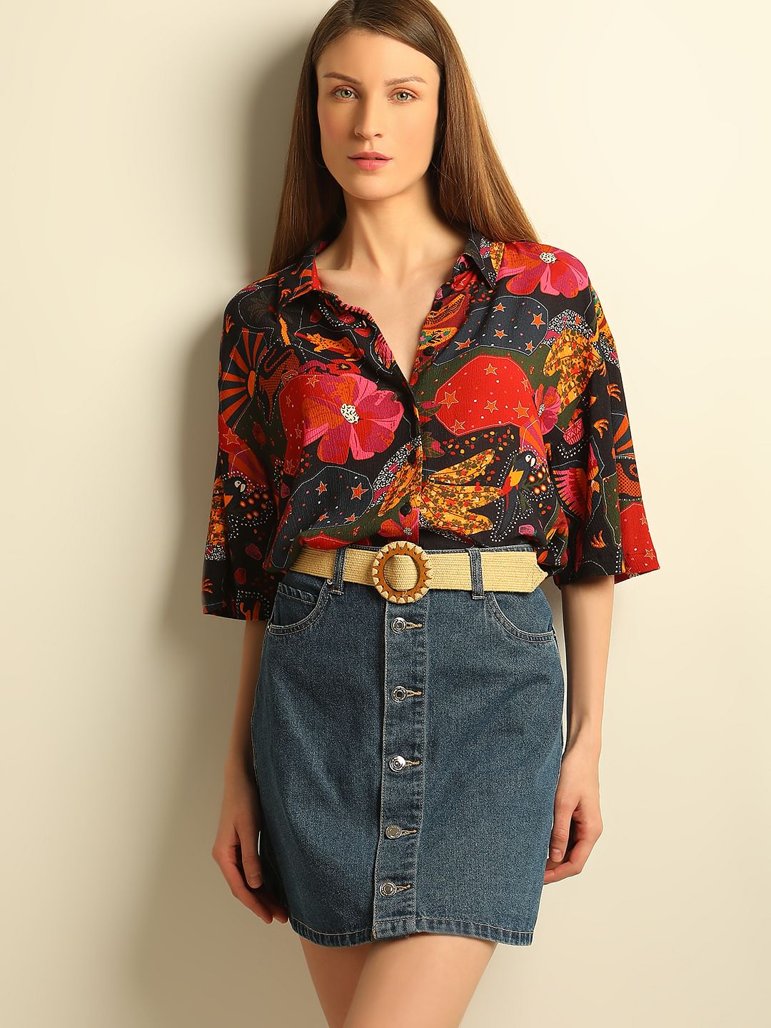 Black Floral Print Shirt