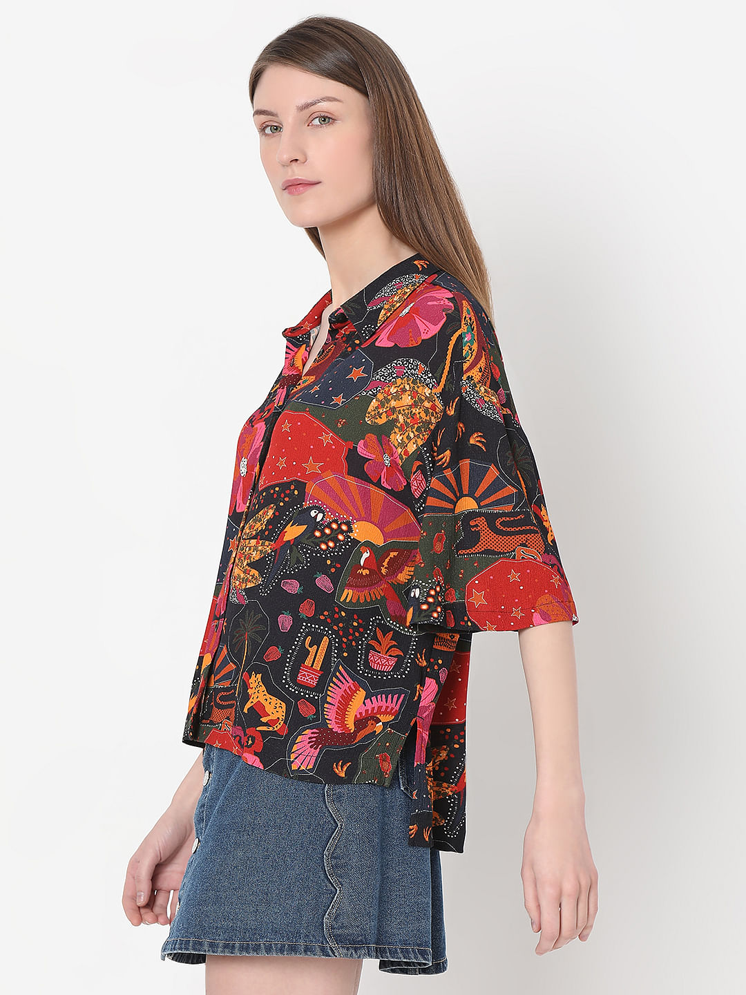Black Floral Print Shirt