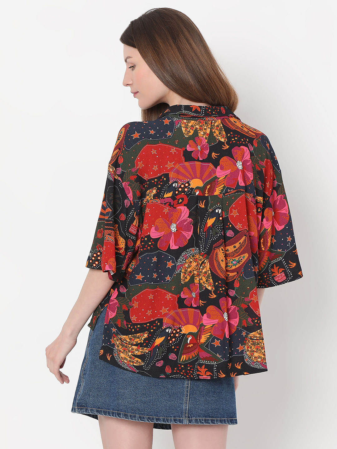 Black Floral Print Shirt