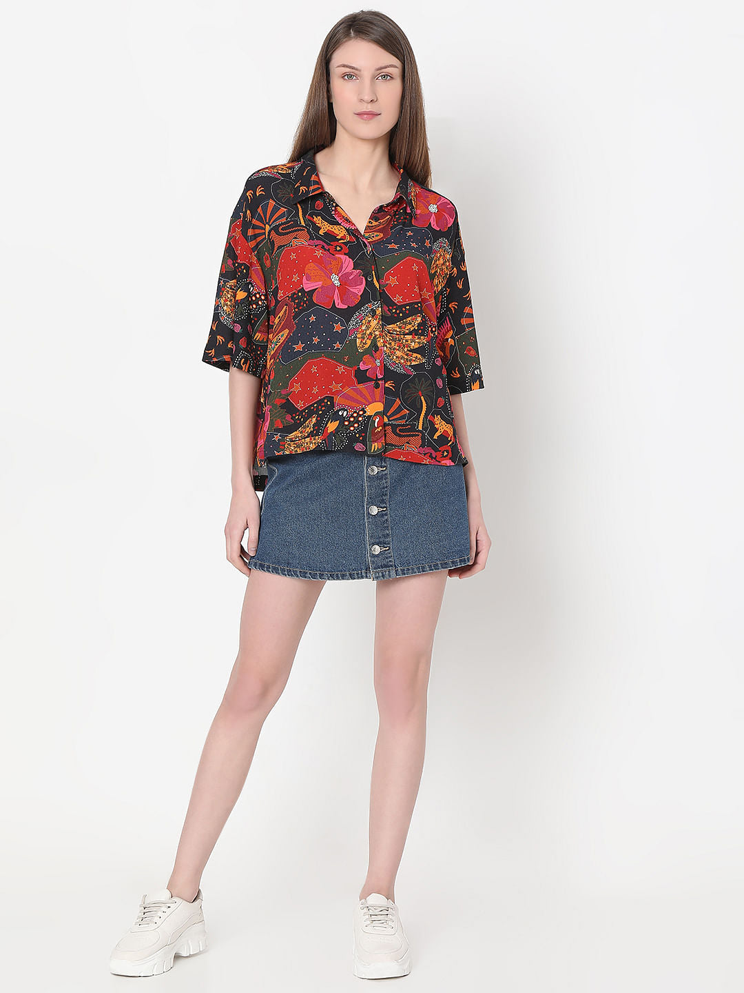 Black Floral Print Shirt
