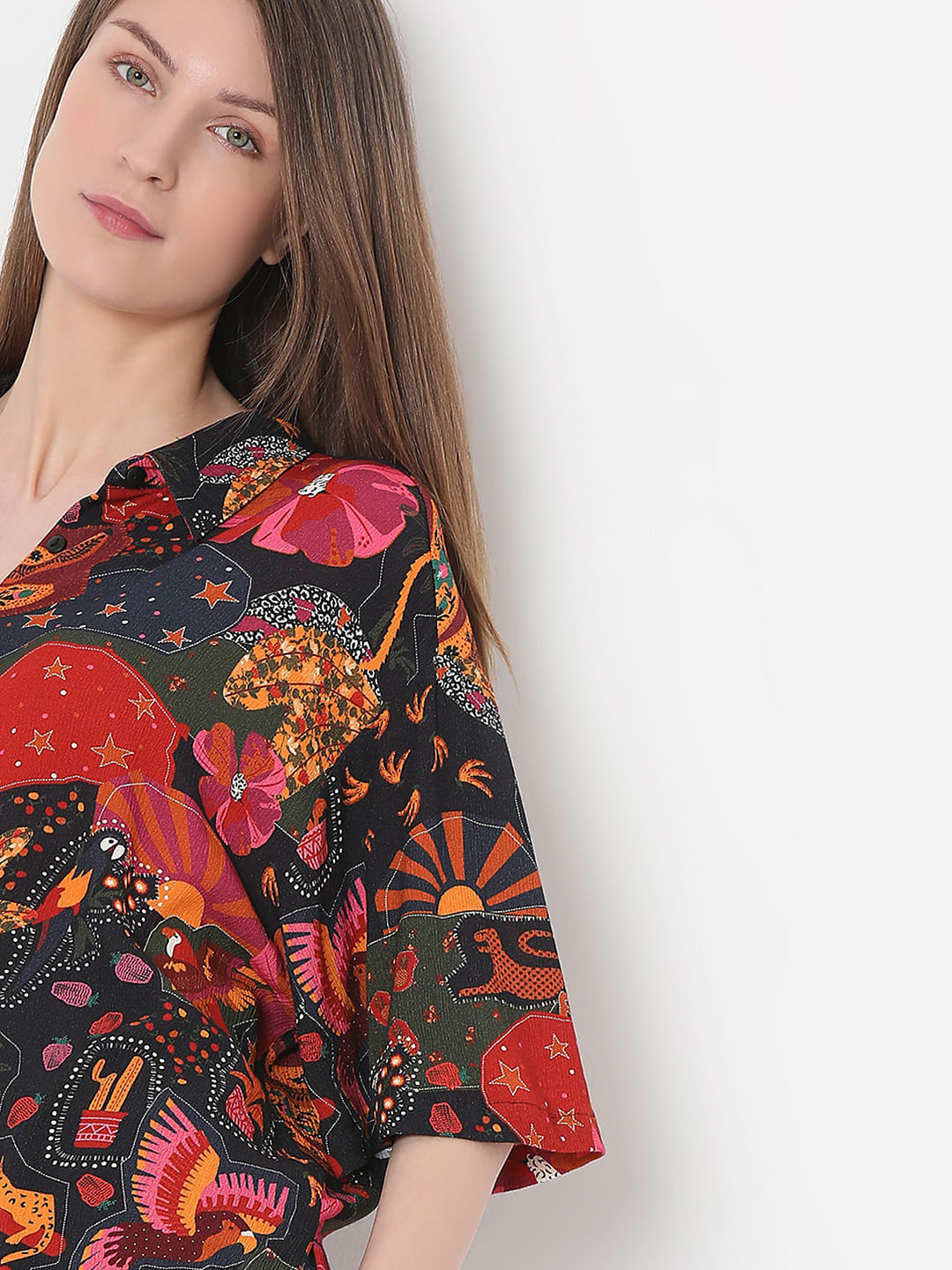 Black Floral Print Shirt