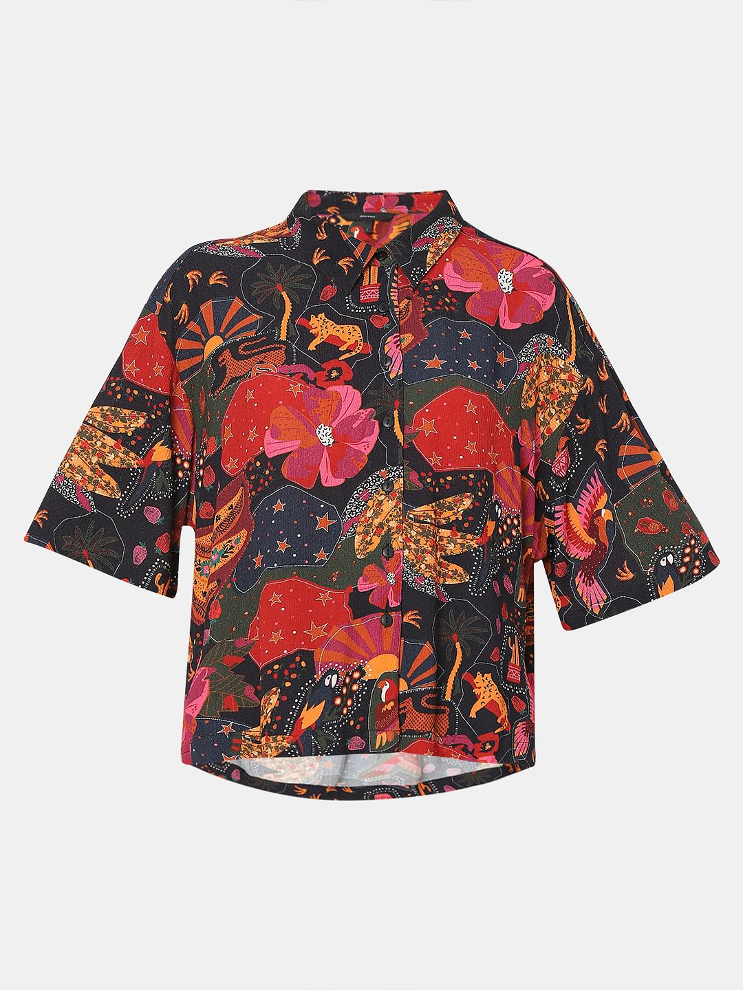 Black Floral Print Shirt