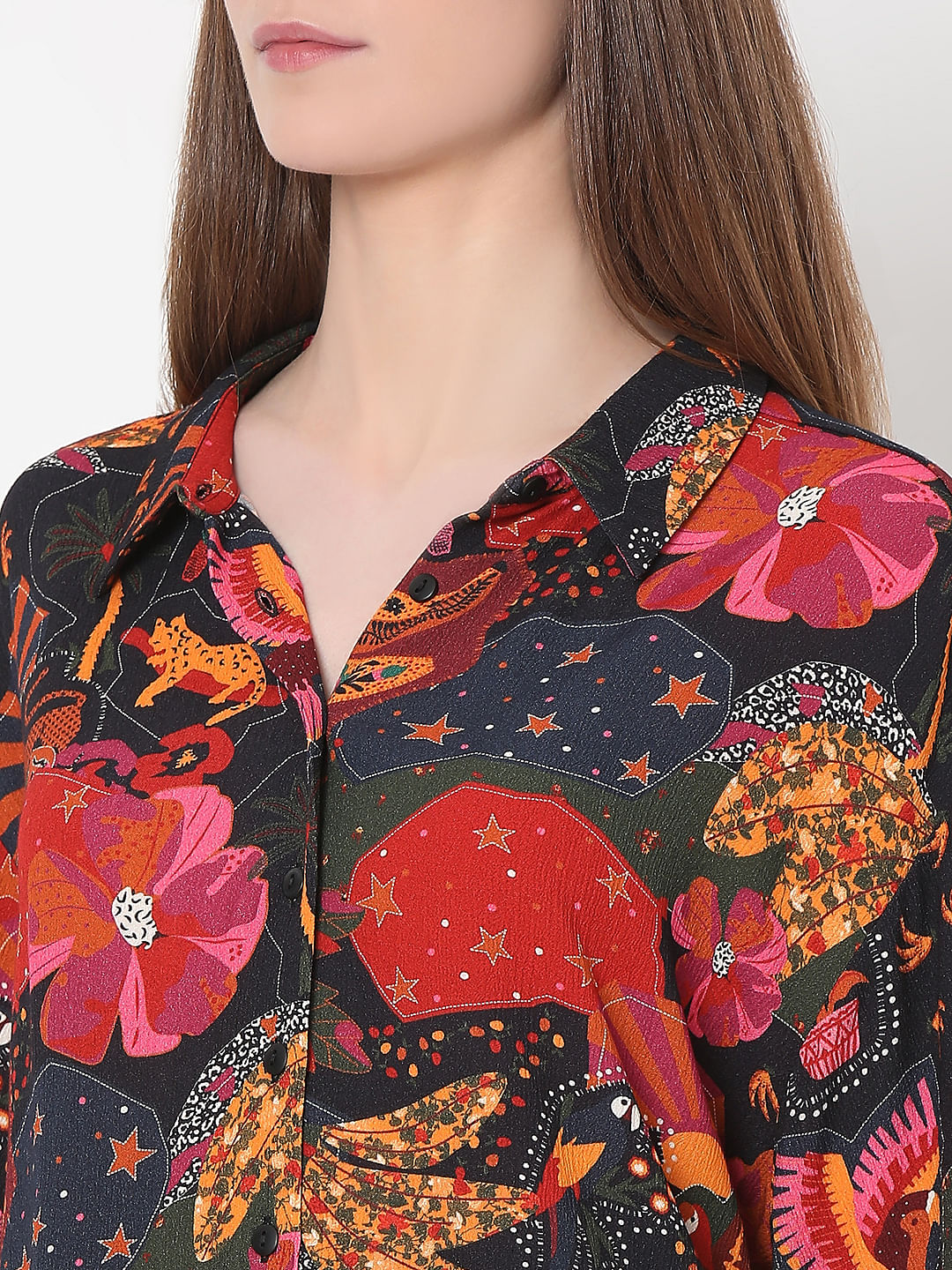Black Floral Print Shirt