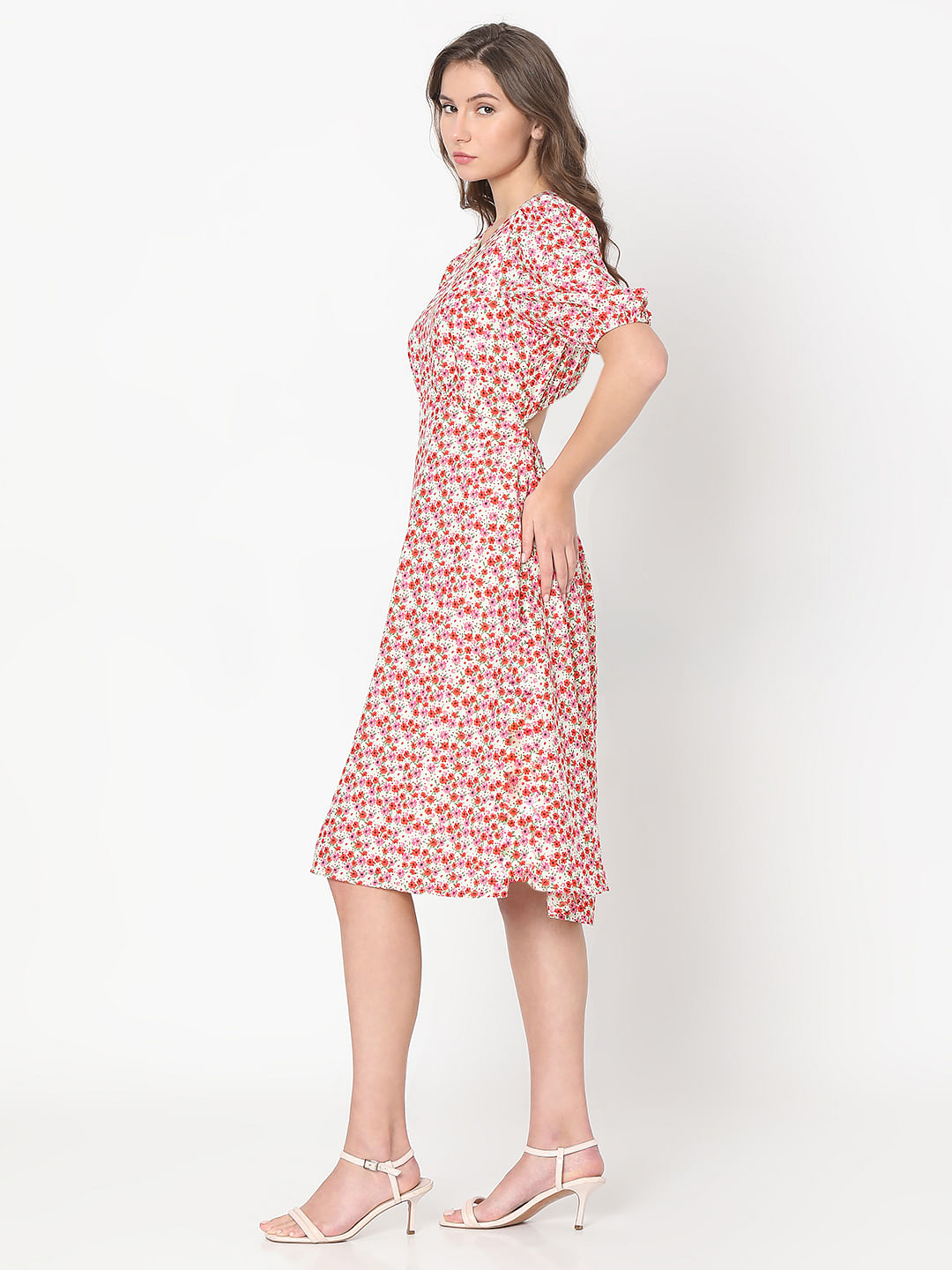 Red Floral Fit & Flare Dress