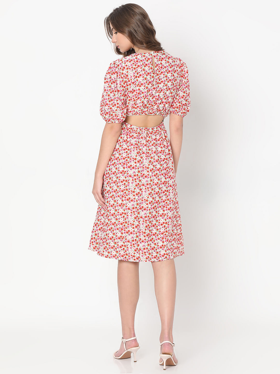 Red Floral Fit & Flare Dress