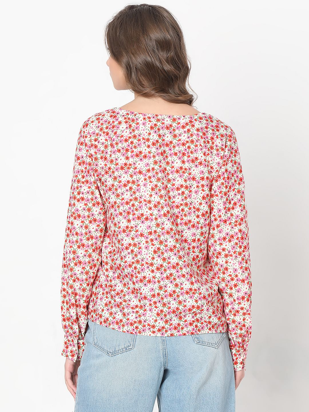 Red Floral Print Top