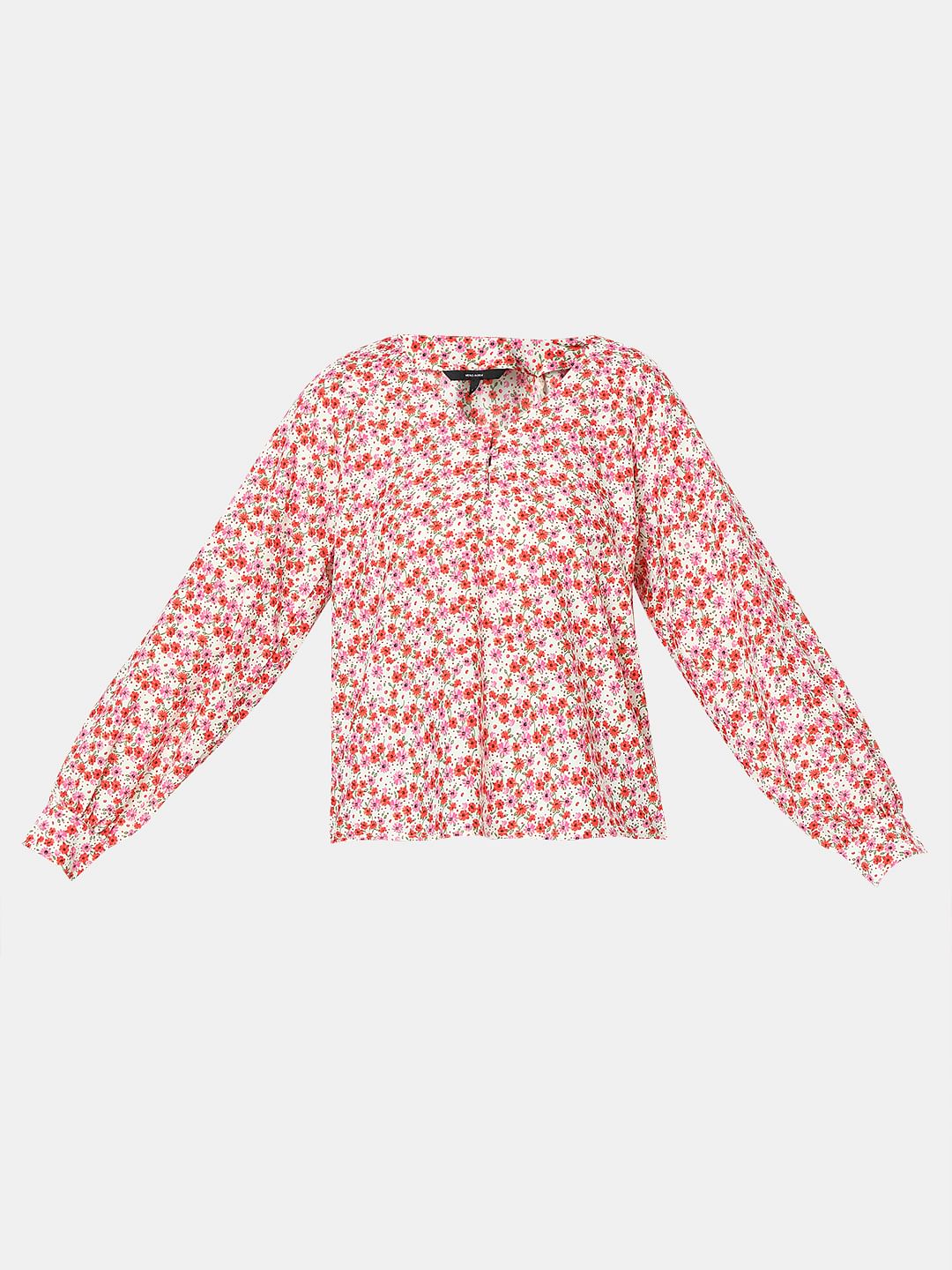 Red Floral Print Top