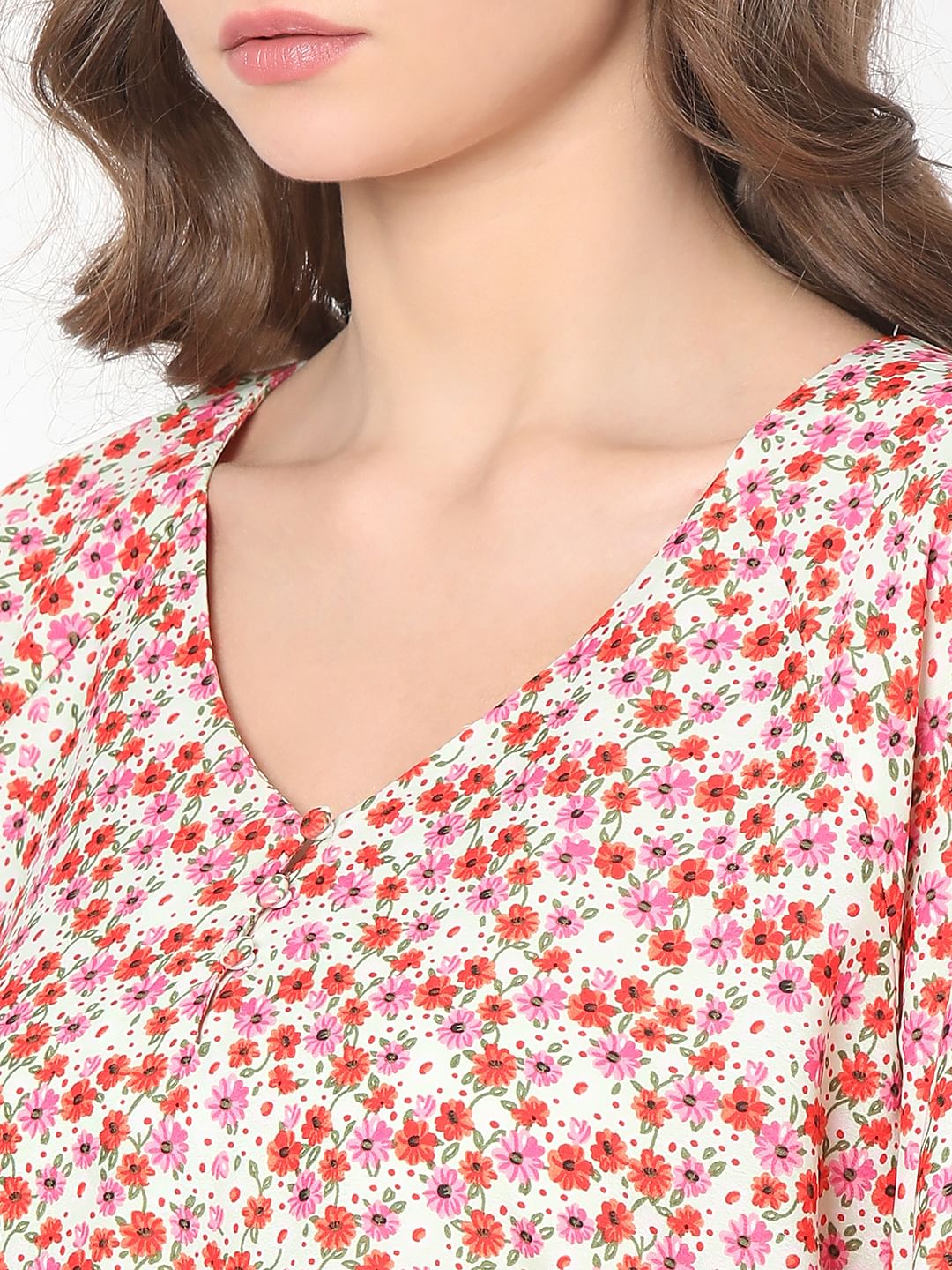 Red Floral Print Top