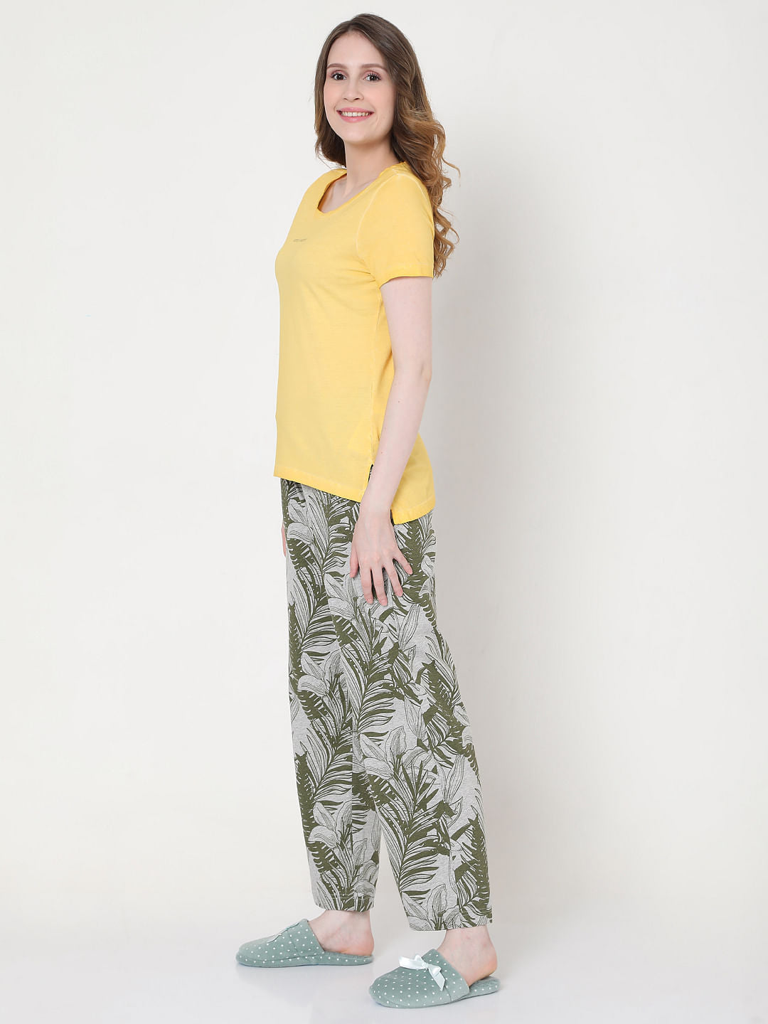 Yellow & Green T-Shirt & Pyjama Set