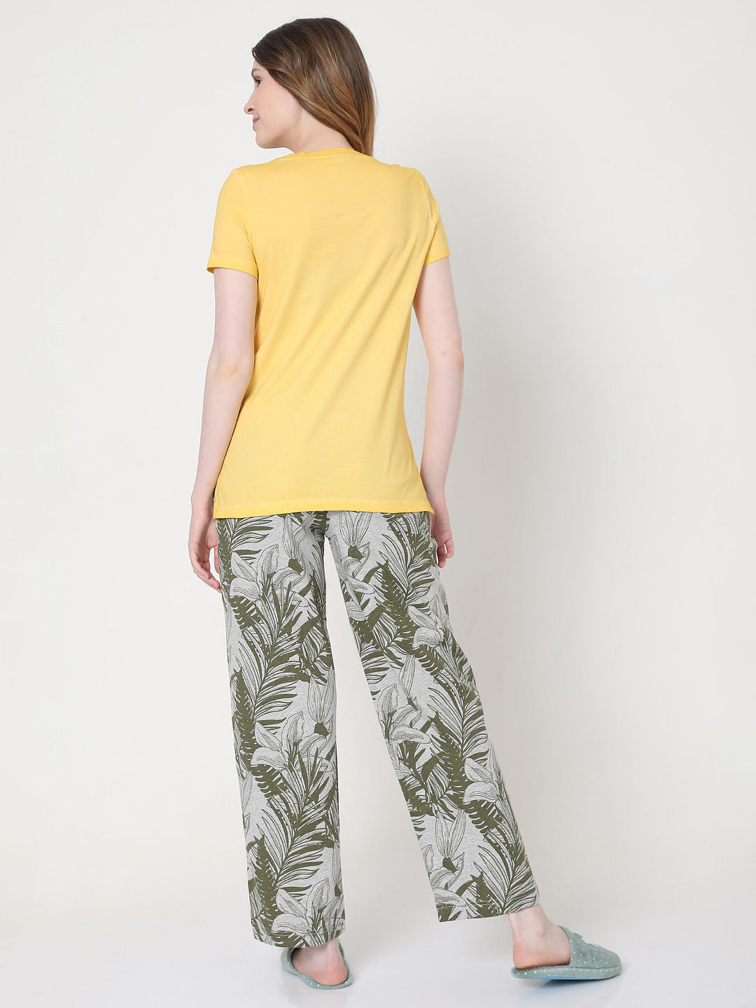 Yellow & Green T-Shirt & Pyjama Set