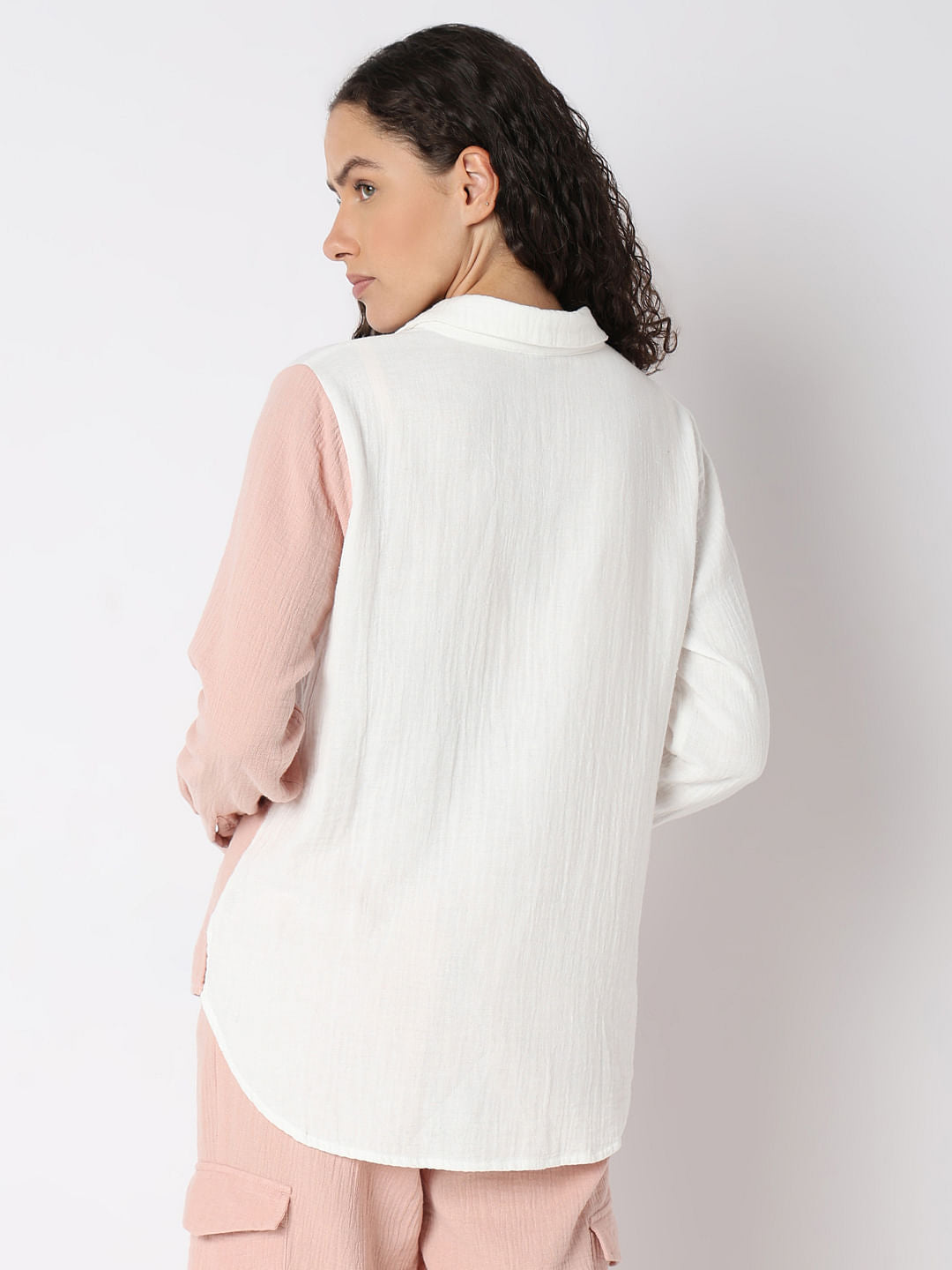 Pink Colourblocked Co-Ord Set Shirt