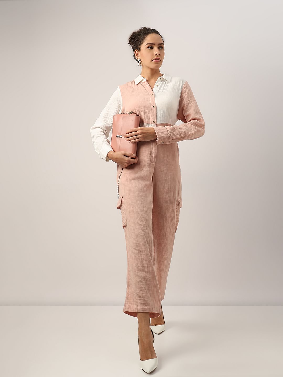 Pink High Rise Co-Ord Set Pants