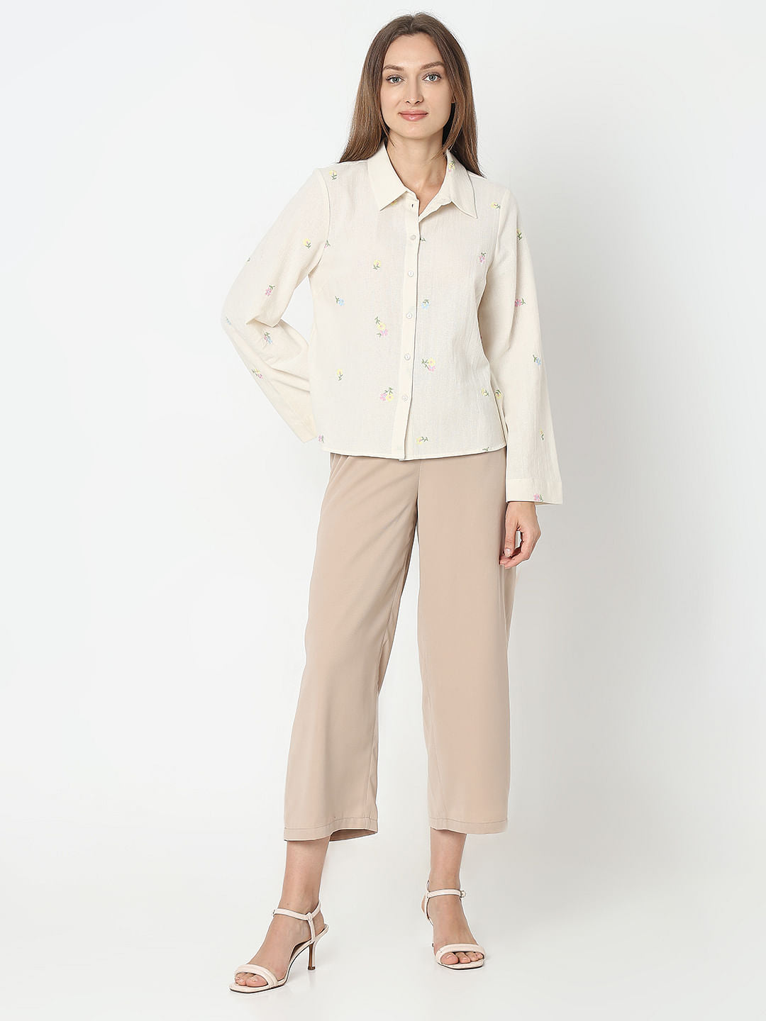 Off-White Embroidered Cotton Shirt