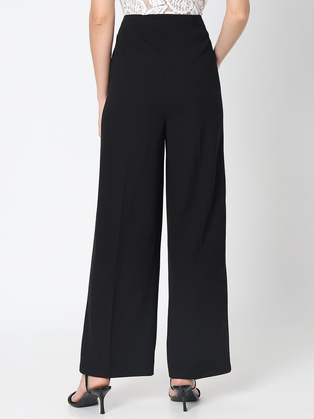 Black High Rise Wide Leg Pants