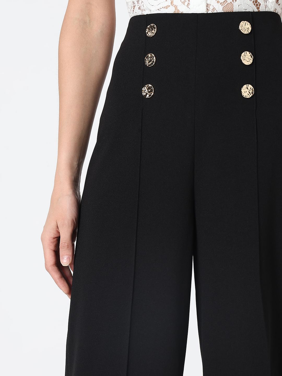 Black High Rise Wide Leg Pants