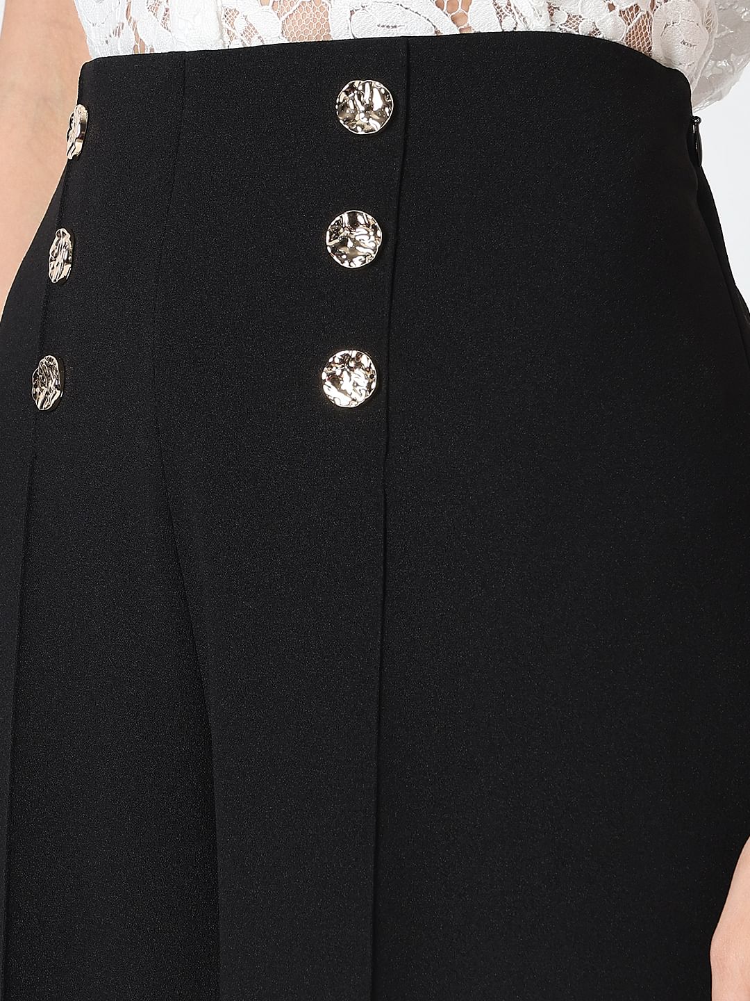 Black High Rise Wide Leg Pants