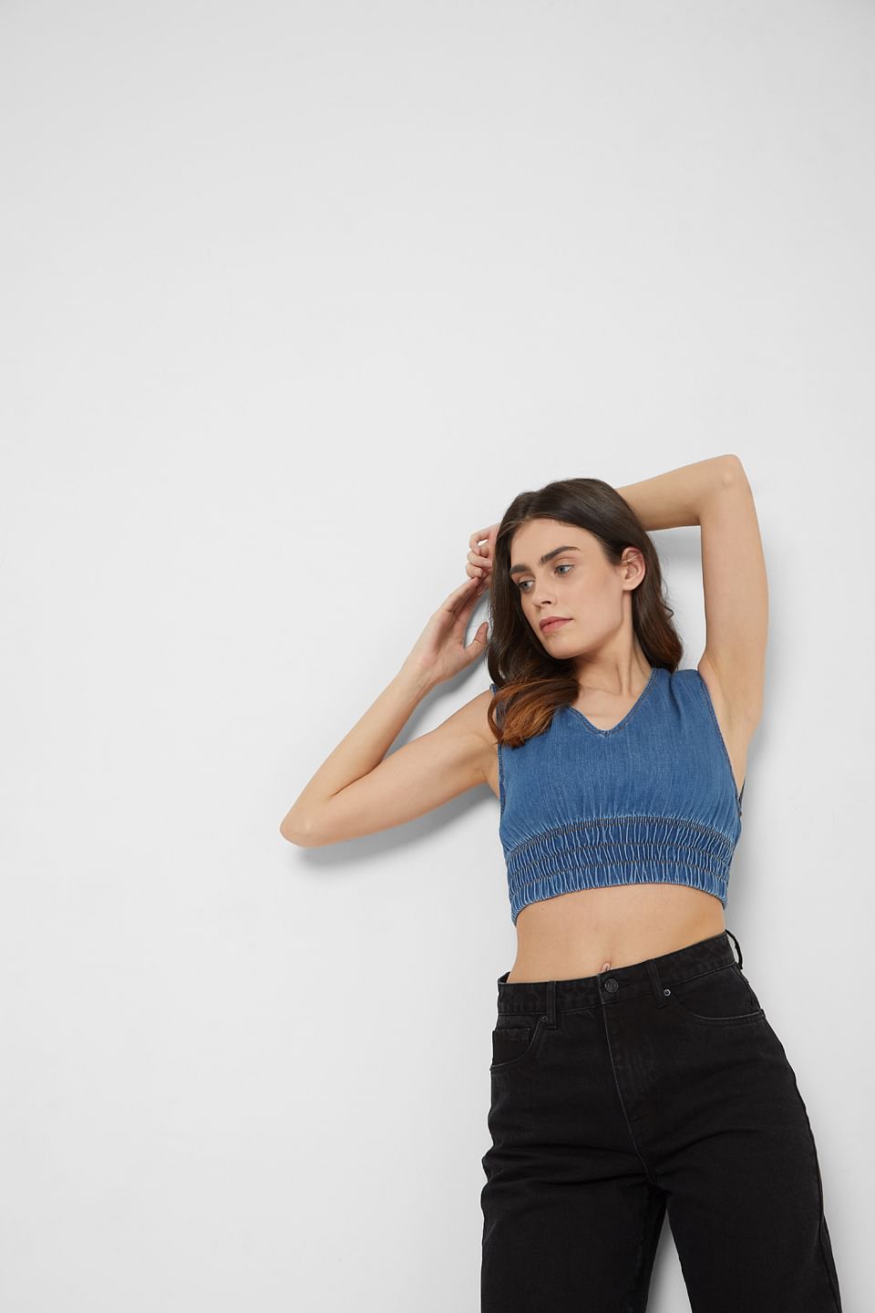 Blue Denim Crop Top