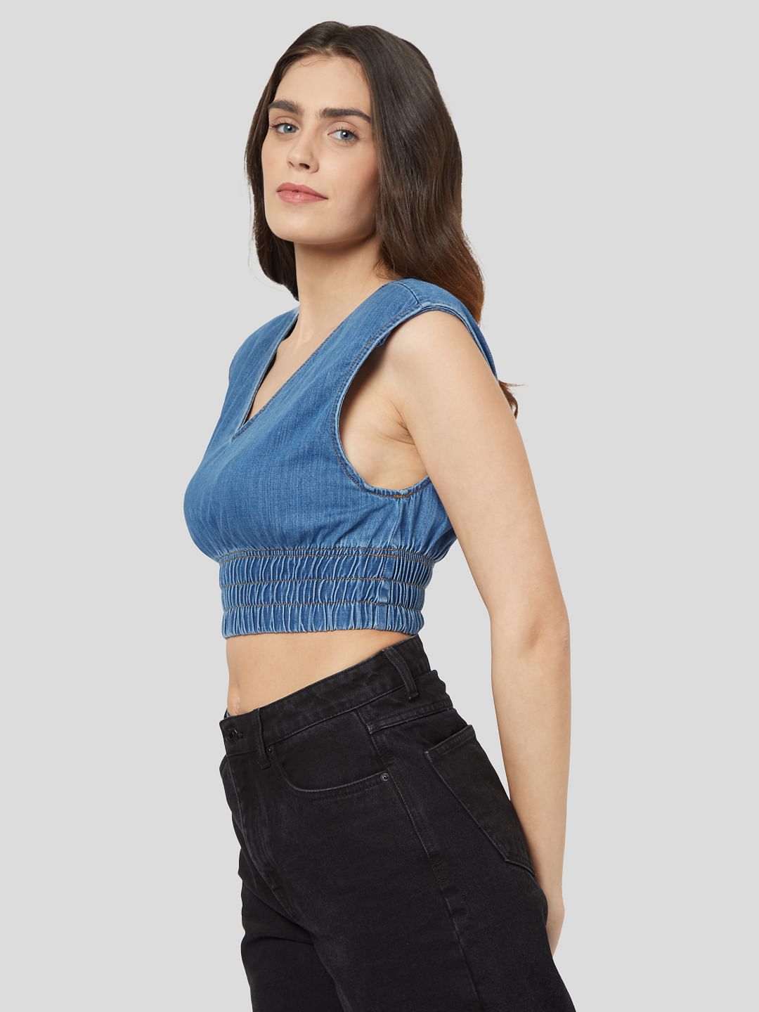 Blue Denim Crop Top