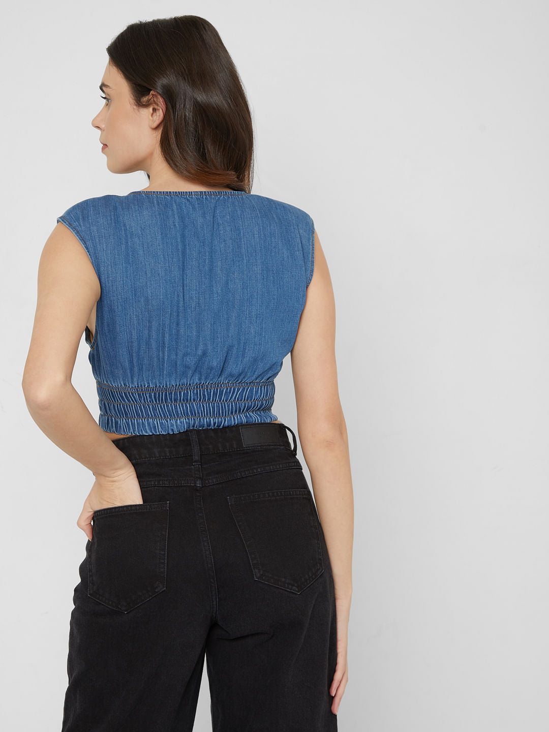 Blue Denim Crop Top