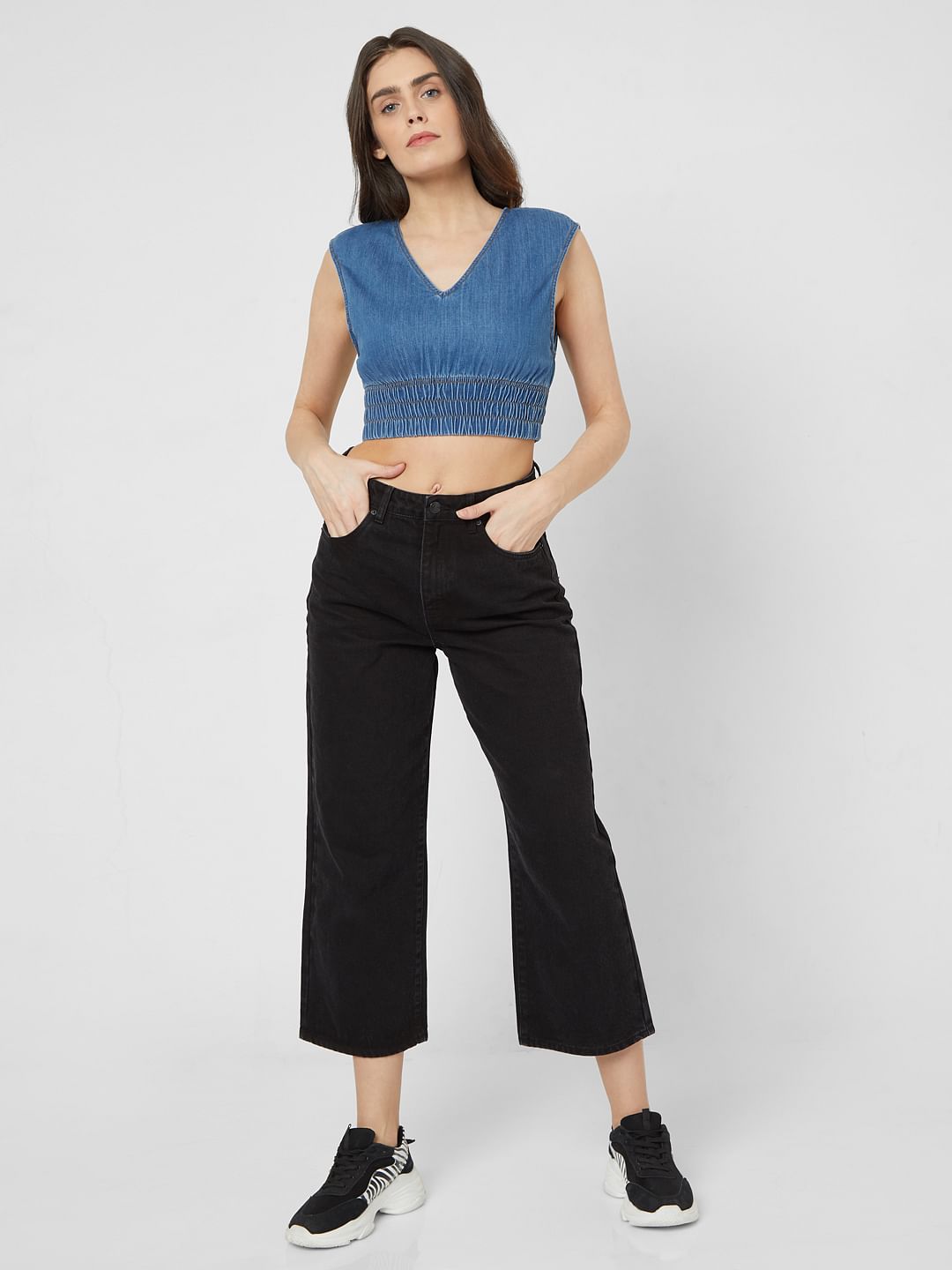 Blue Denim Crop Top