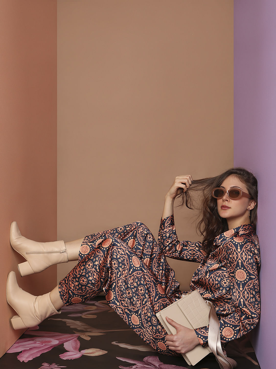 Blue All Over Print Co-Ord Set Shirt