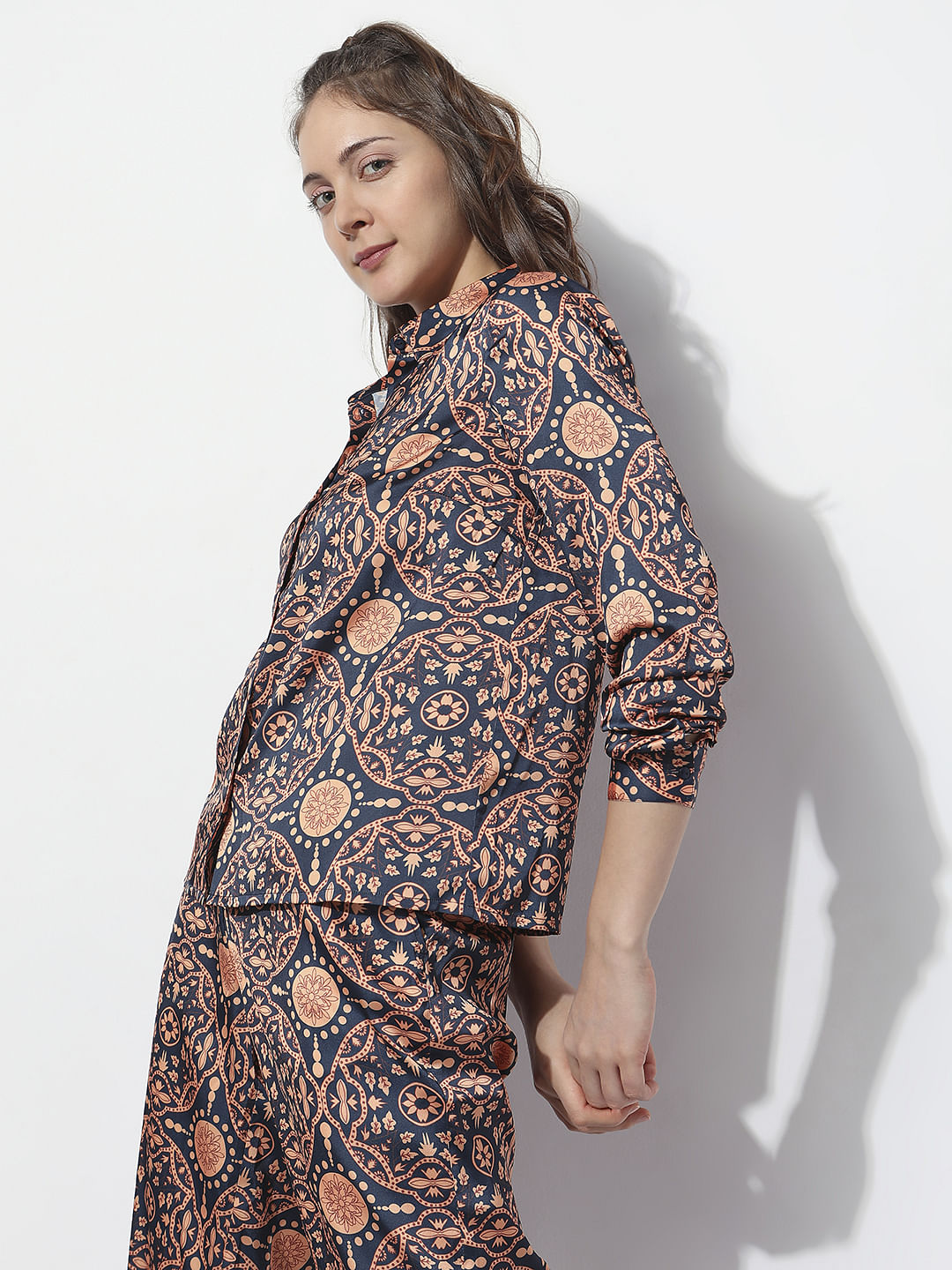 Blue All Over Print Co-Ord Set Shirt