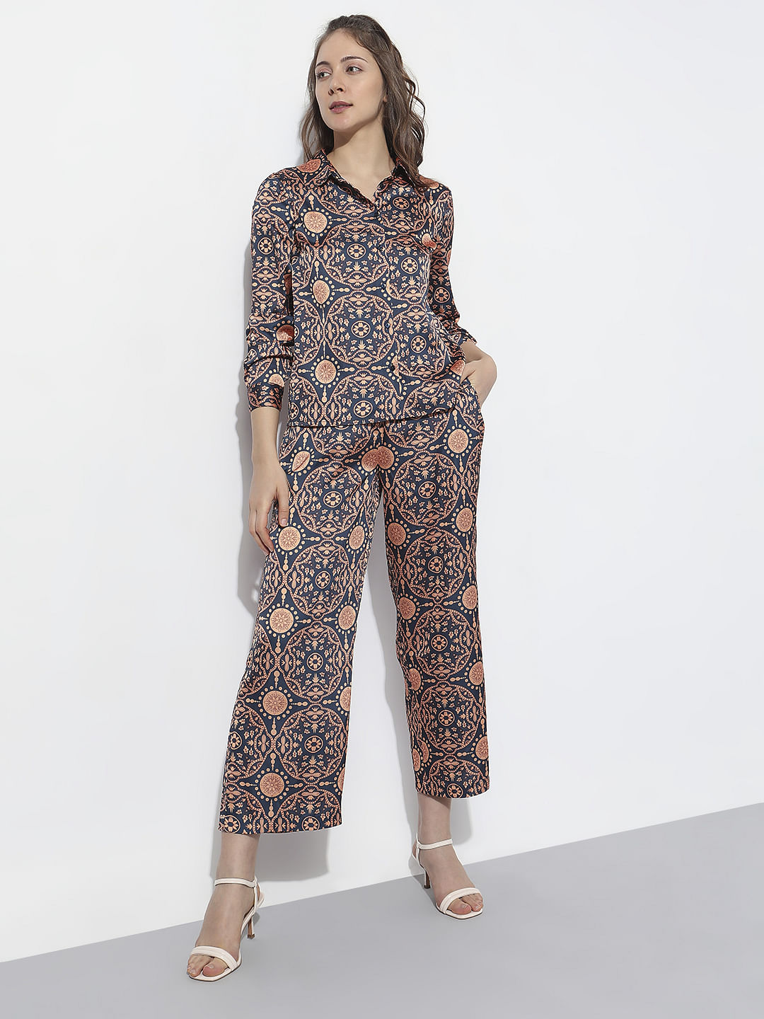 Blue All Over Print Co-Ord Set Shirt