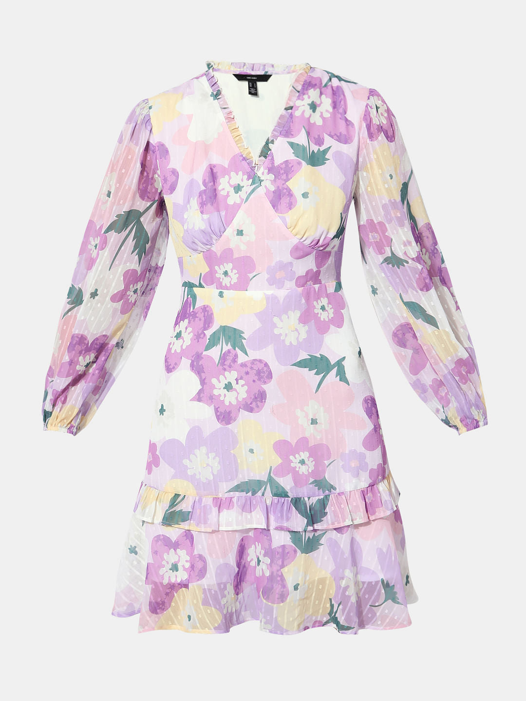 Purple Floral Print Mini Dress