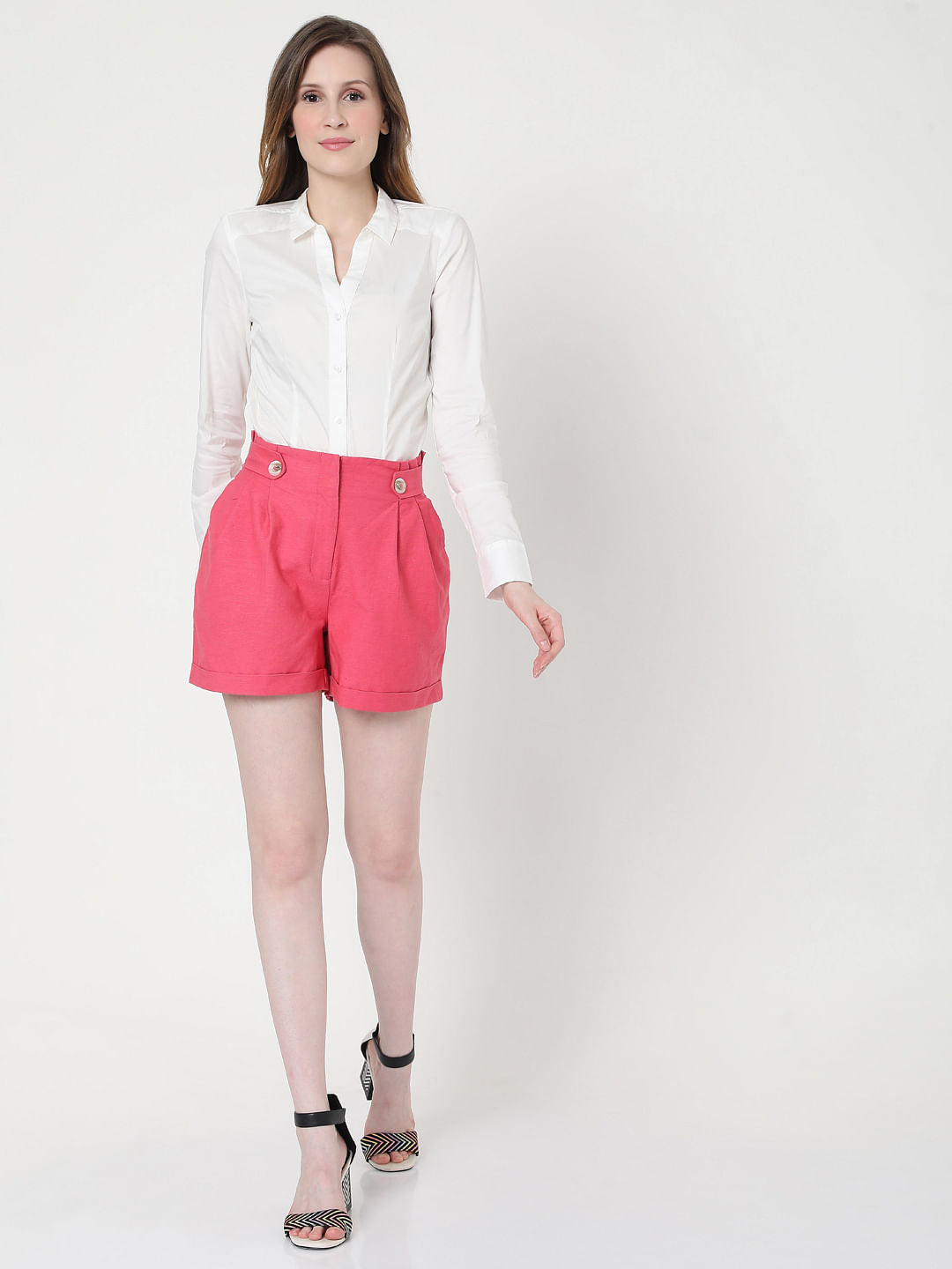 Pink Paperbag High Waist Co-Ord Set Shorts