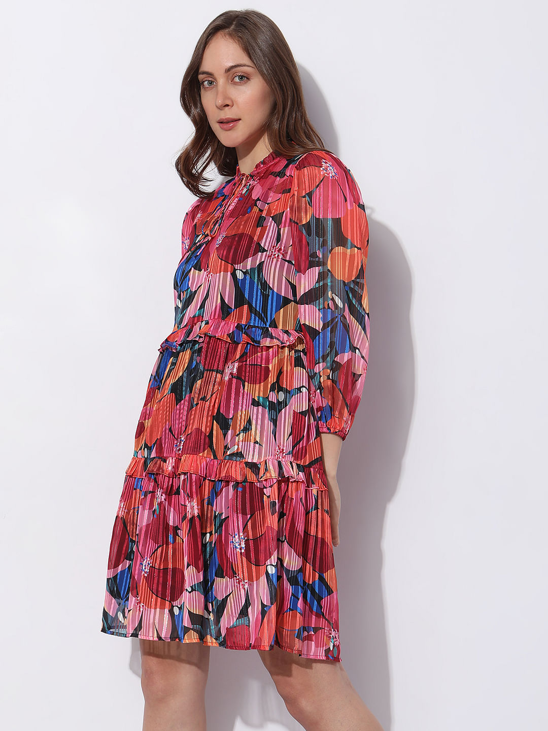 Pink Floral Print Shift Dress