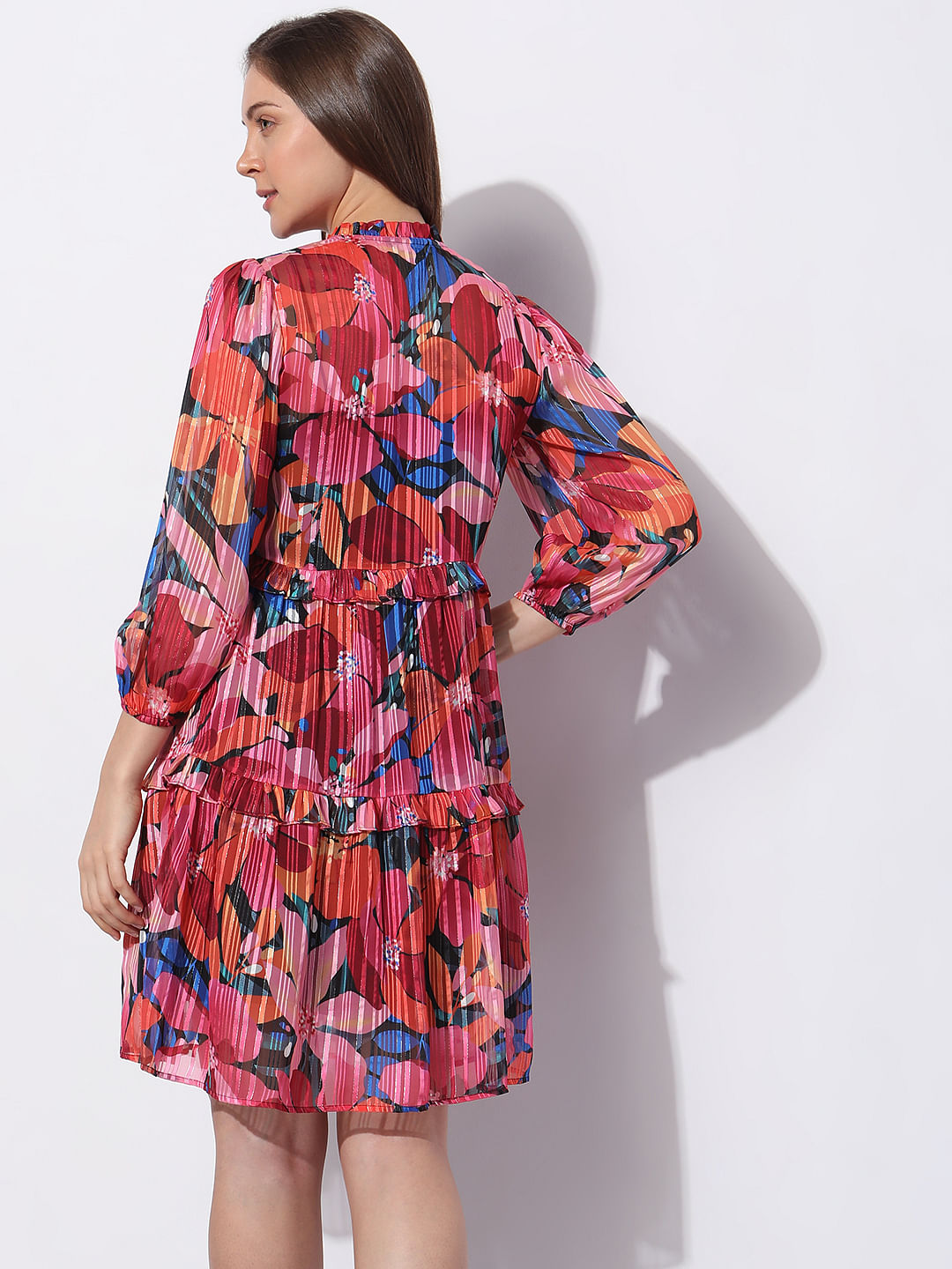 Pink Floral Print Shift Dress