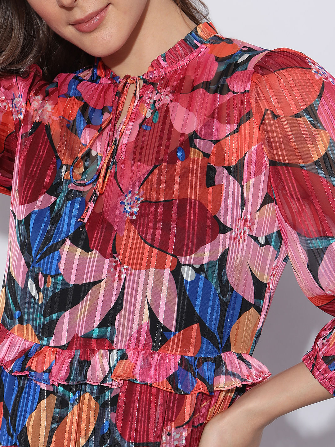 Pink Floral Print Shift Dress