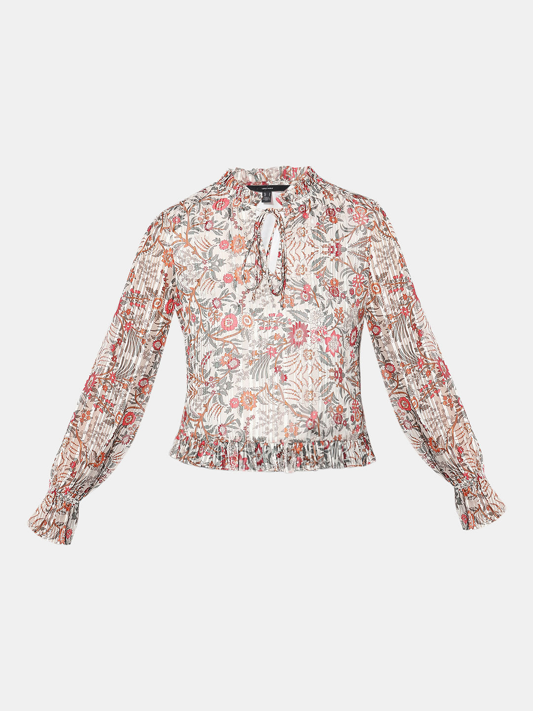 Orange Floral Print Top