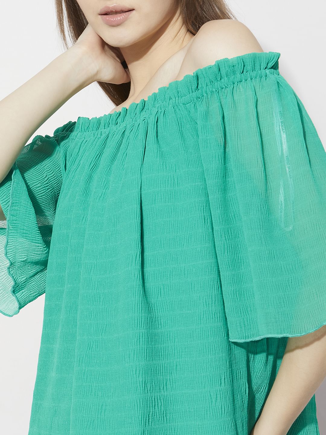 Green Off-Shoulder Top