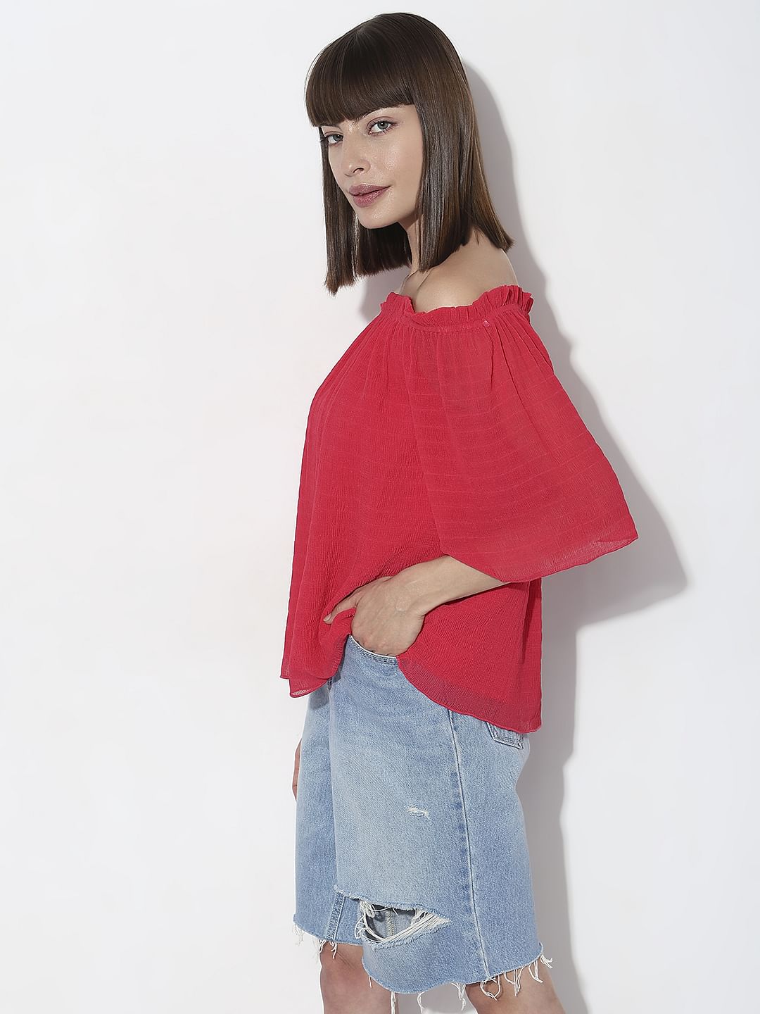 Red Off-Shoulder Top