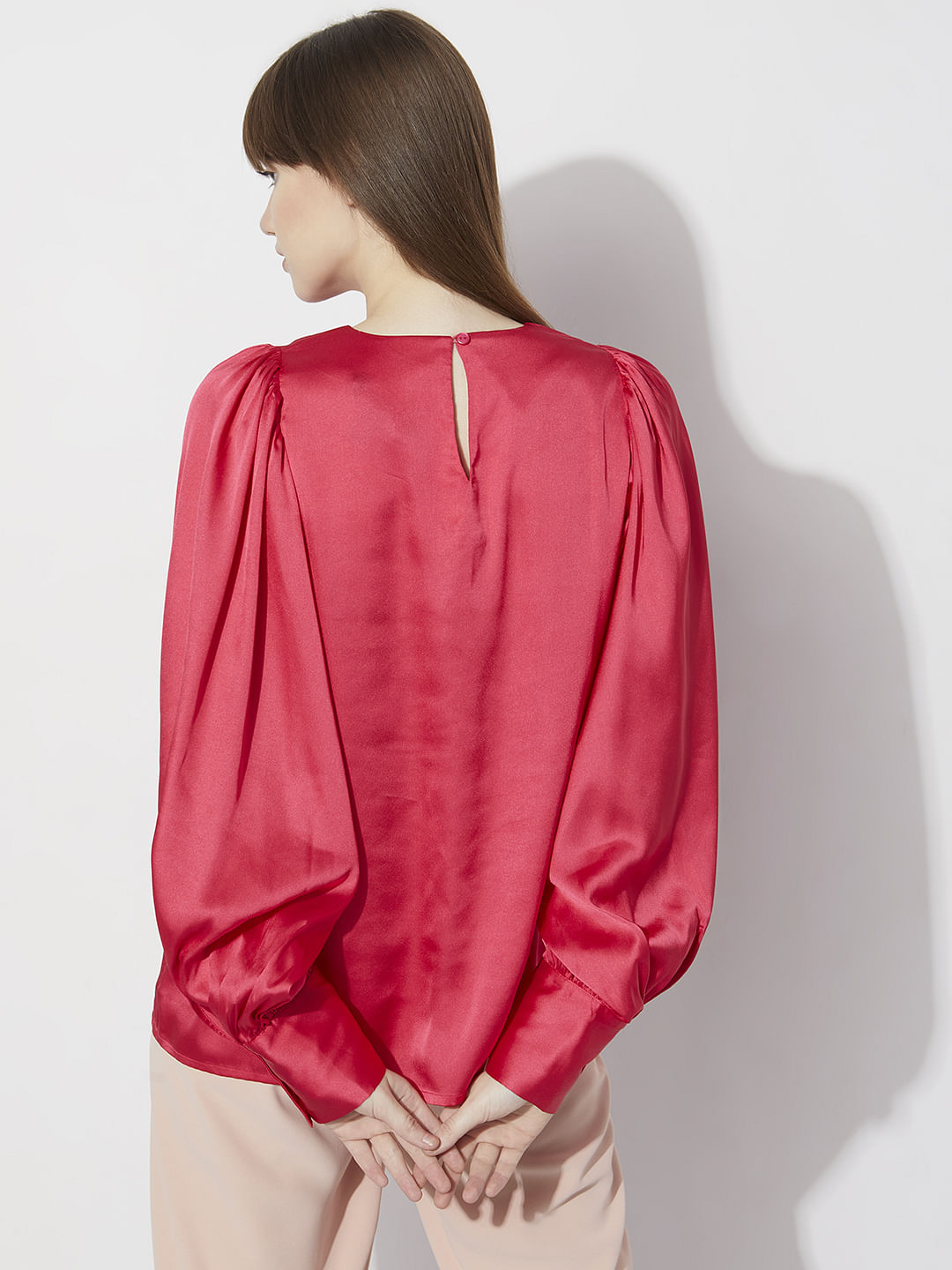 Magenta Batwing Sleeves Top
