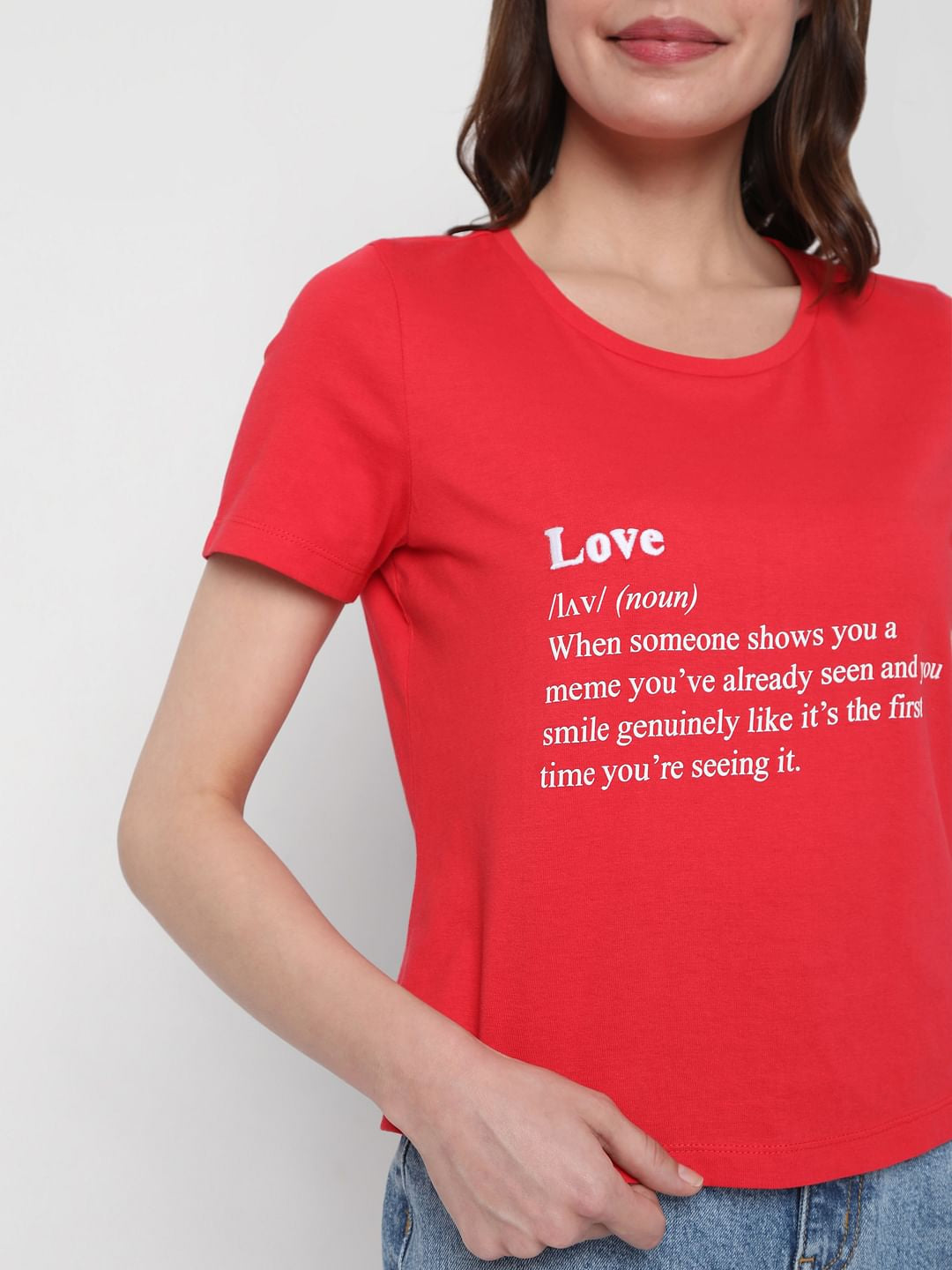 Red Text Print T-Shirt