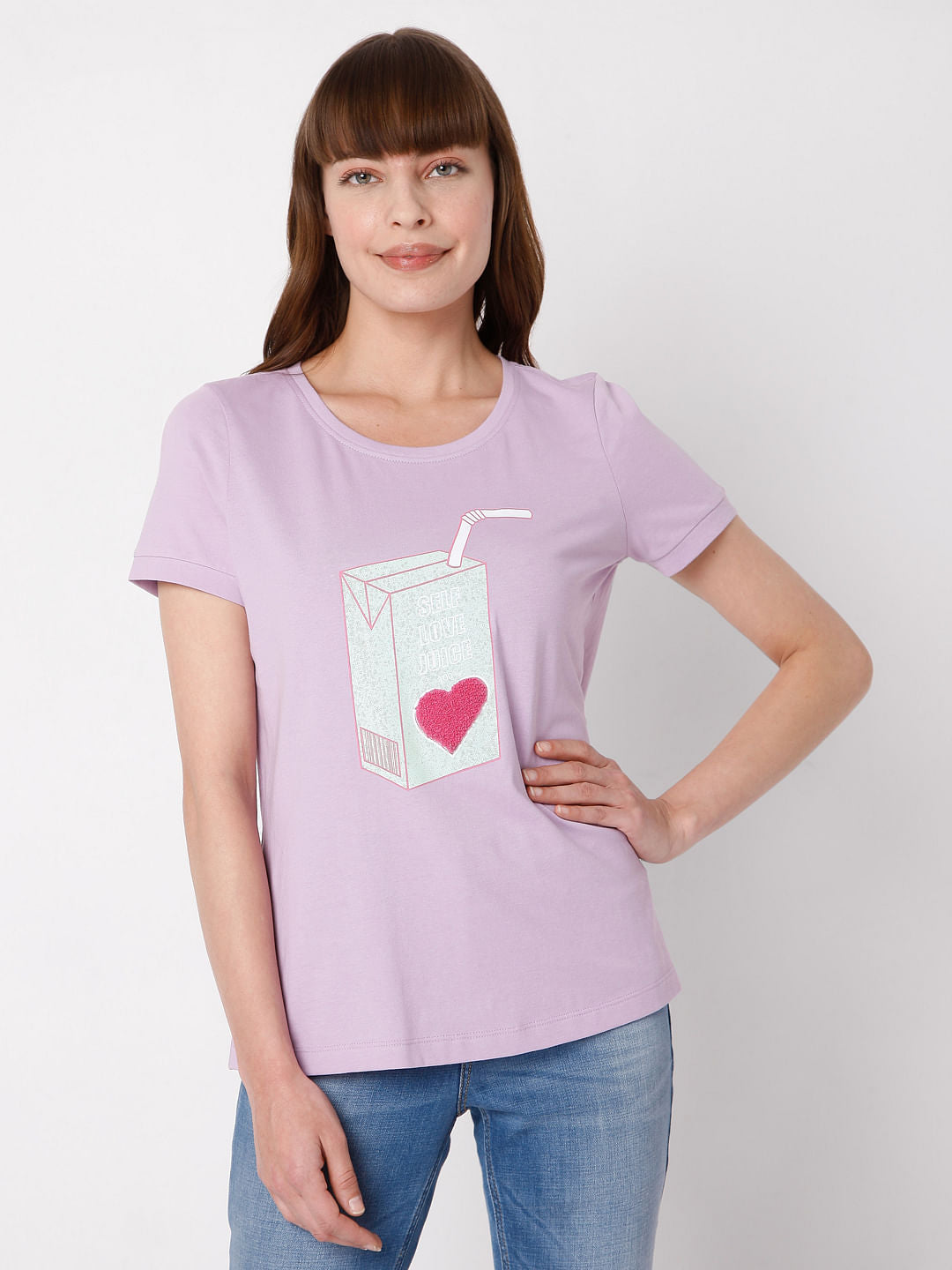 Lavender Graphic Print T-Shirt