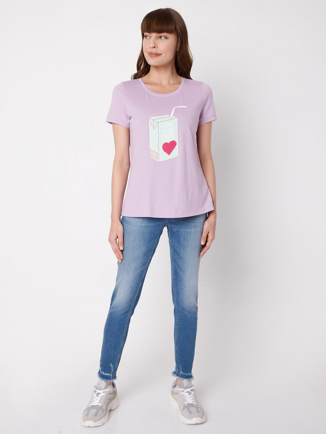 Lavender Graphic Print T-Shirt
