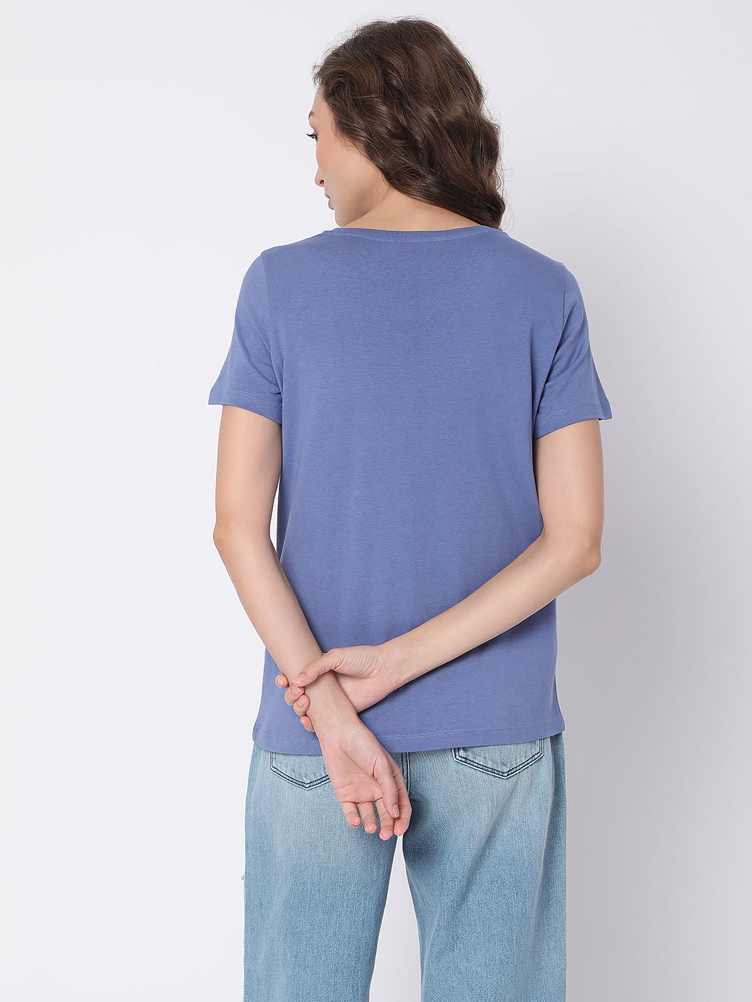 Blue Slogan Print T-Shirt