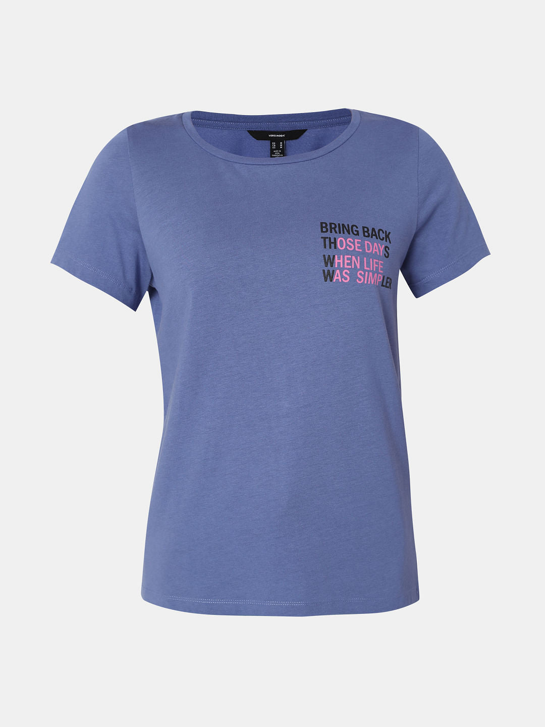 Blue Slogan Print T-Shirt